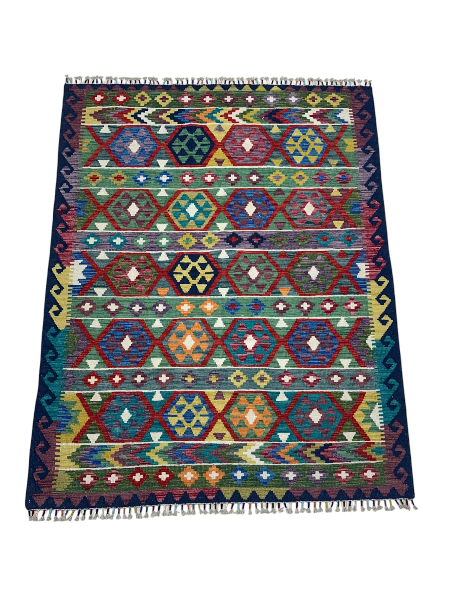 Hand-Woven Afghani Kilim Wool Rug 2'9" x 6'3"