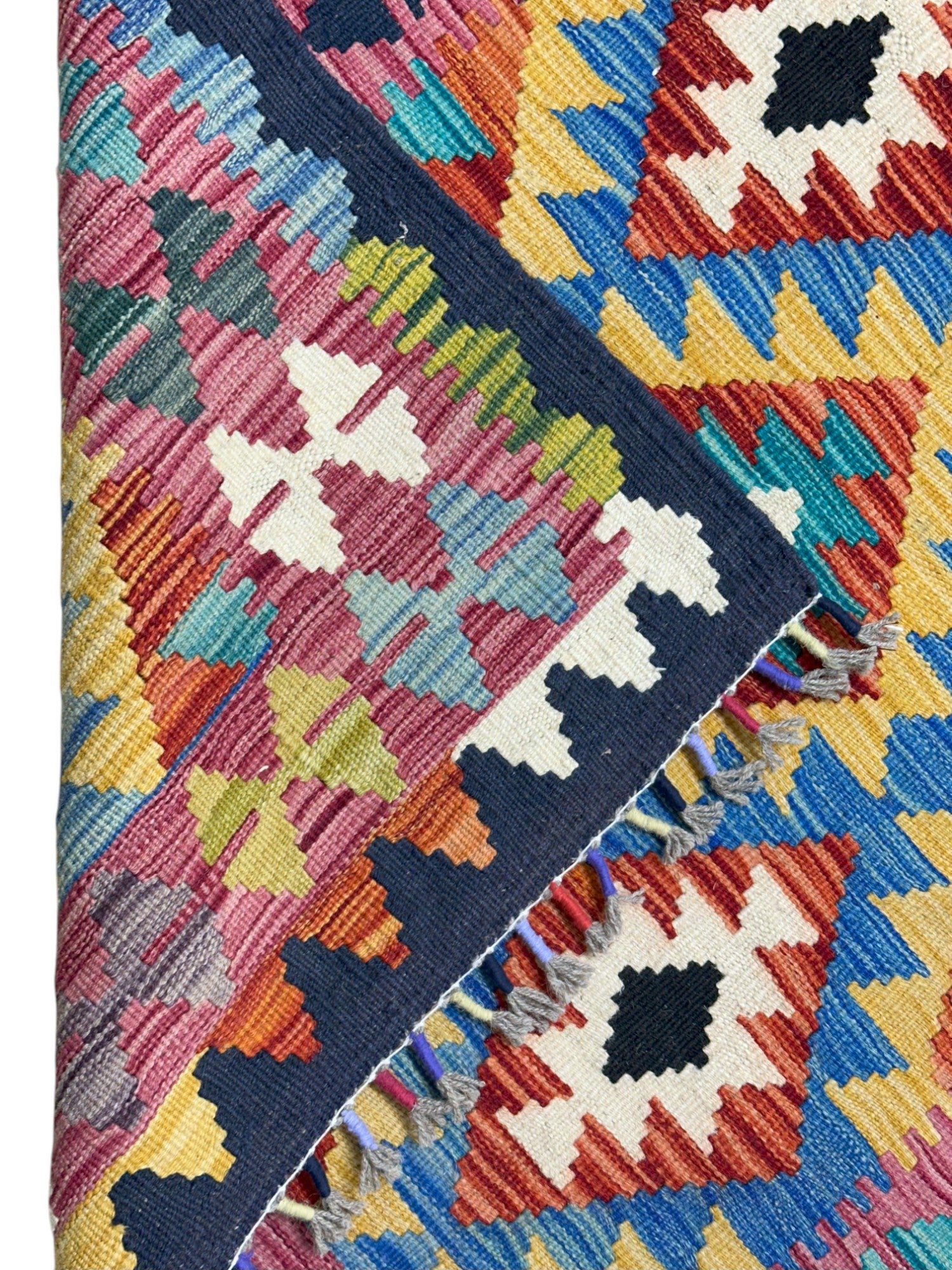 Hand-Woven Afghani Kilim Wool Rug 5'3" x 6'8"