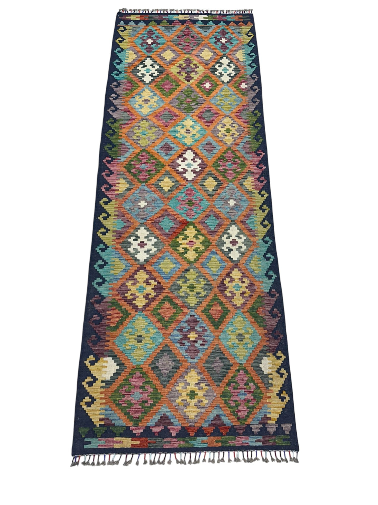 Hand-Woven Afghani Kilim Wool Rug 3'1" x 9'8"