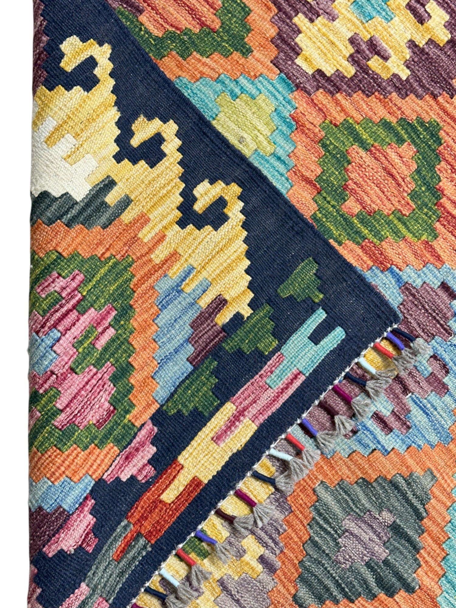 Hand-Woven Afghani Kilim Wool Rug 3'1" x 9'8"