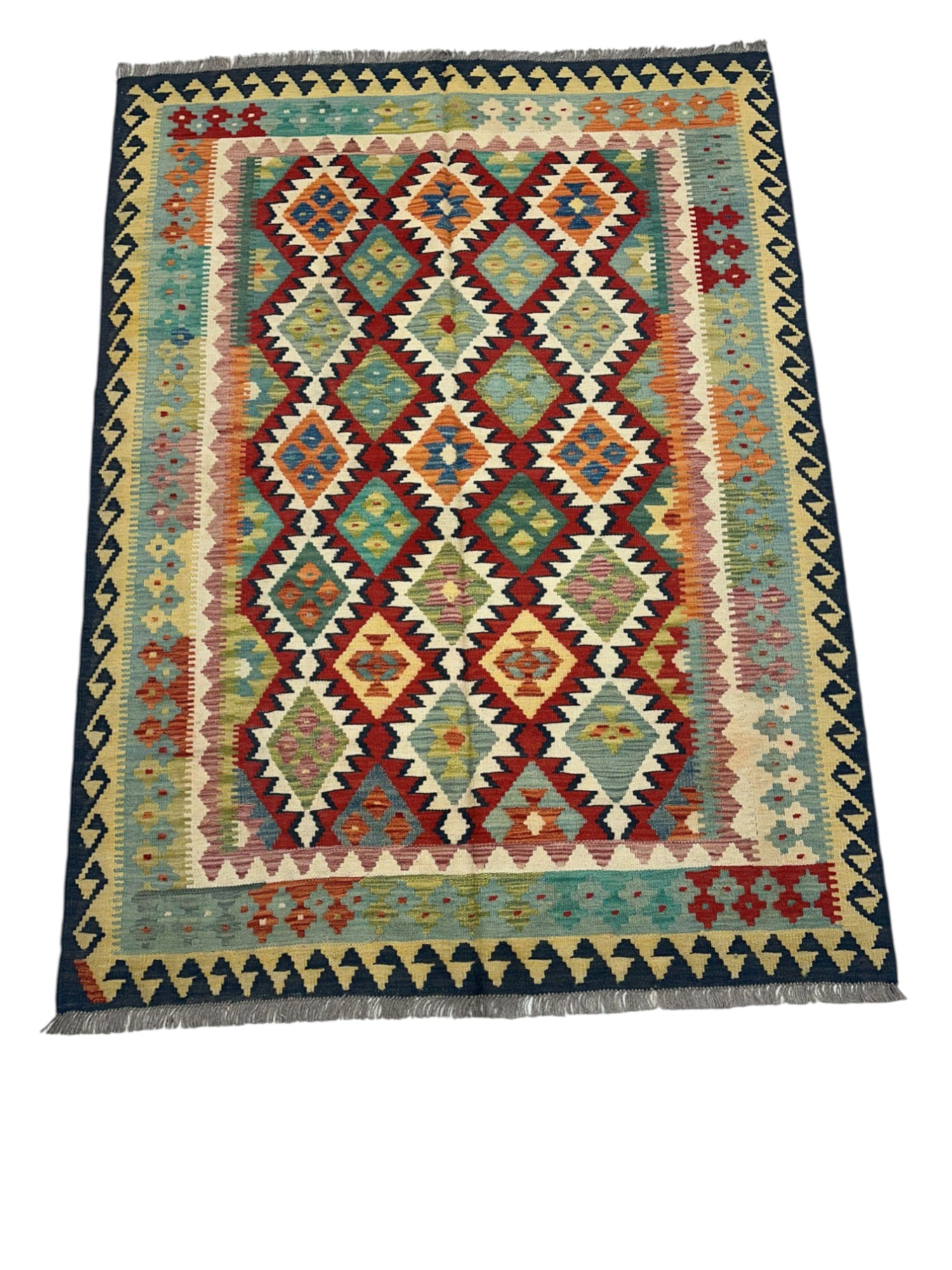 Hand-Woven Afghani Kilim Wool Rug 3'5" x 9'7"