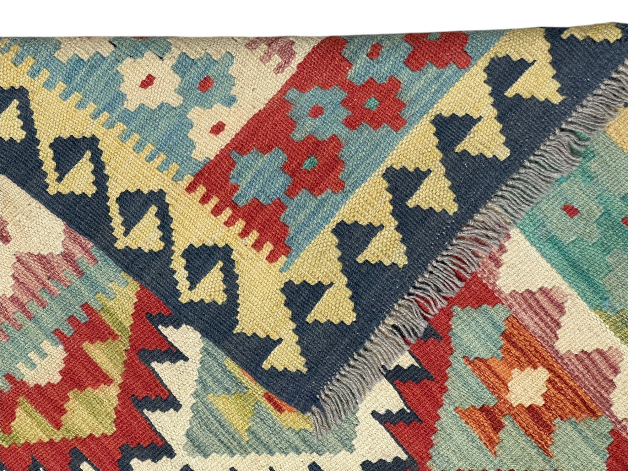 Hand-Woven Afghani Kilim Wool Rug 3'5" x 9'7"