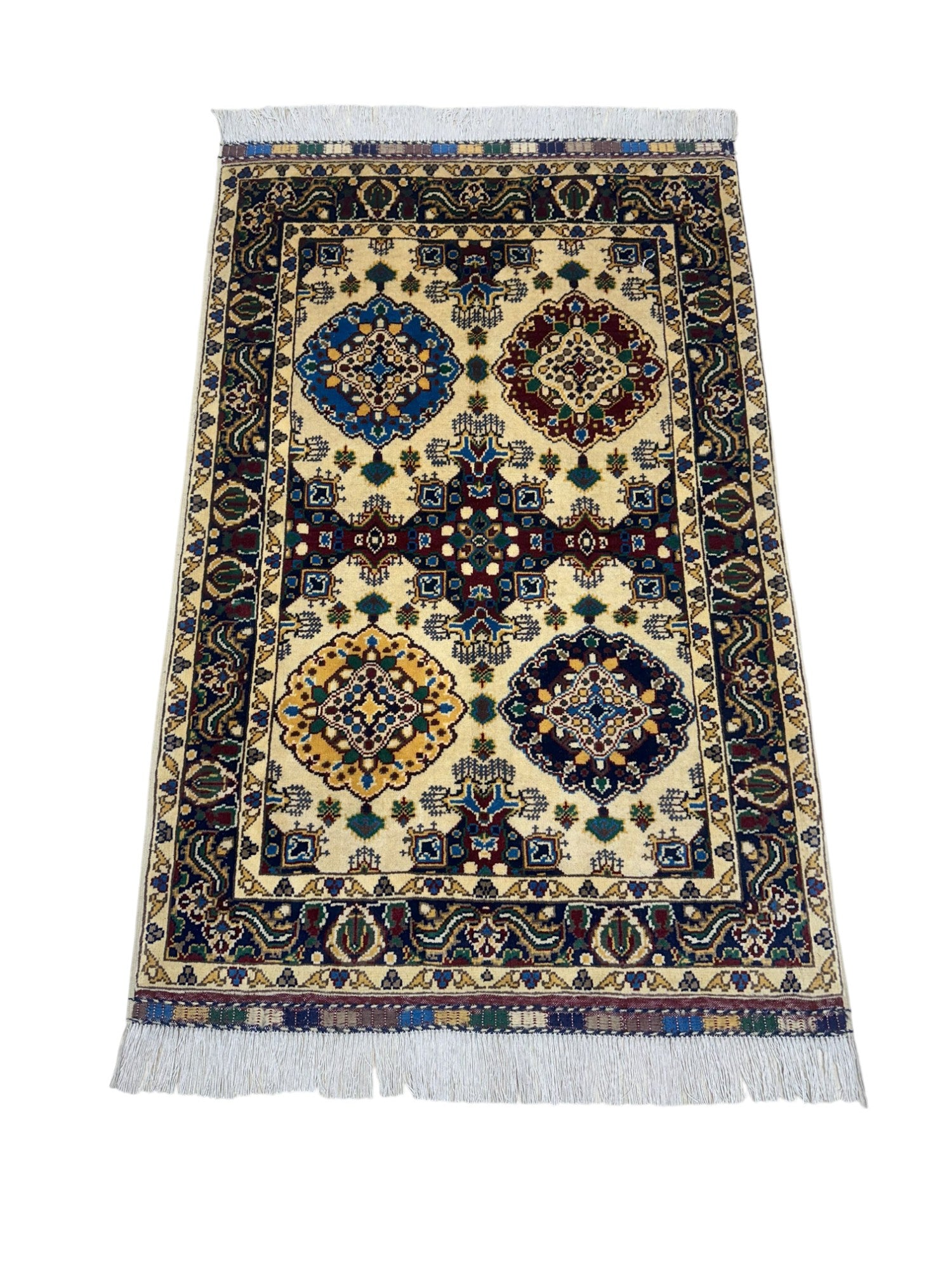 Hand-Knotted Afghani Kashi Wool Rug – 2’9″ x 4’4″