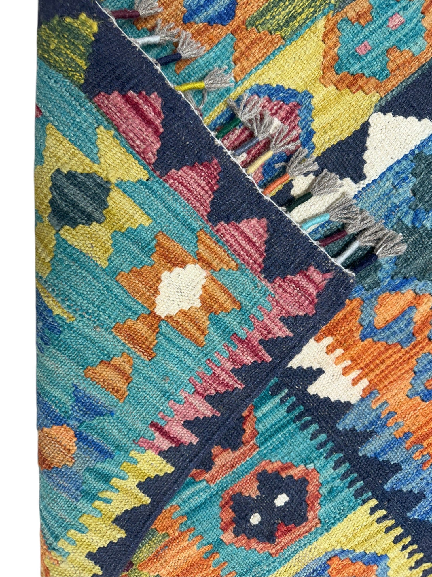 Hand-Woven Afghani Kilim Wool Rug 5'1" x 6'7"