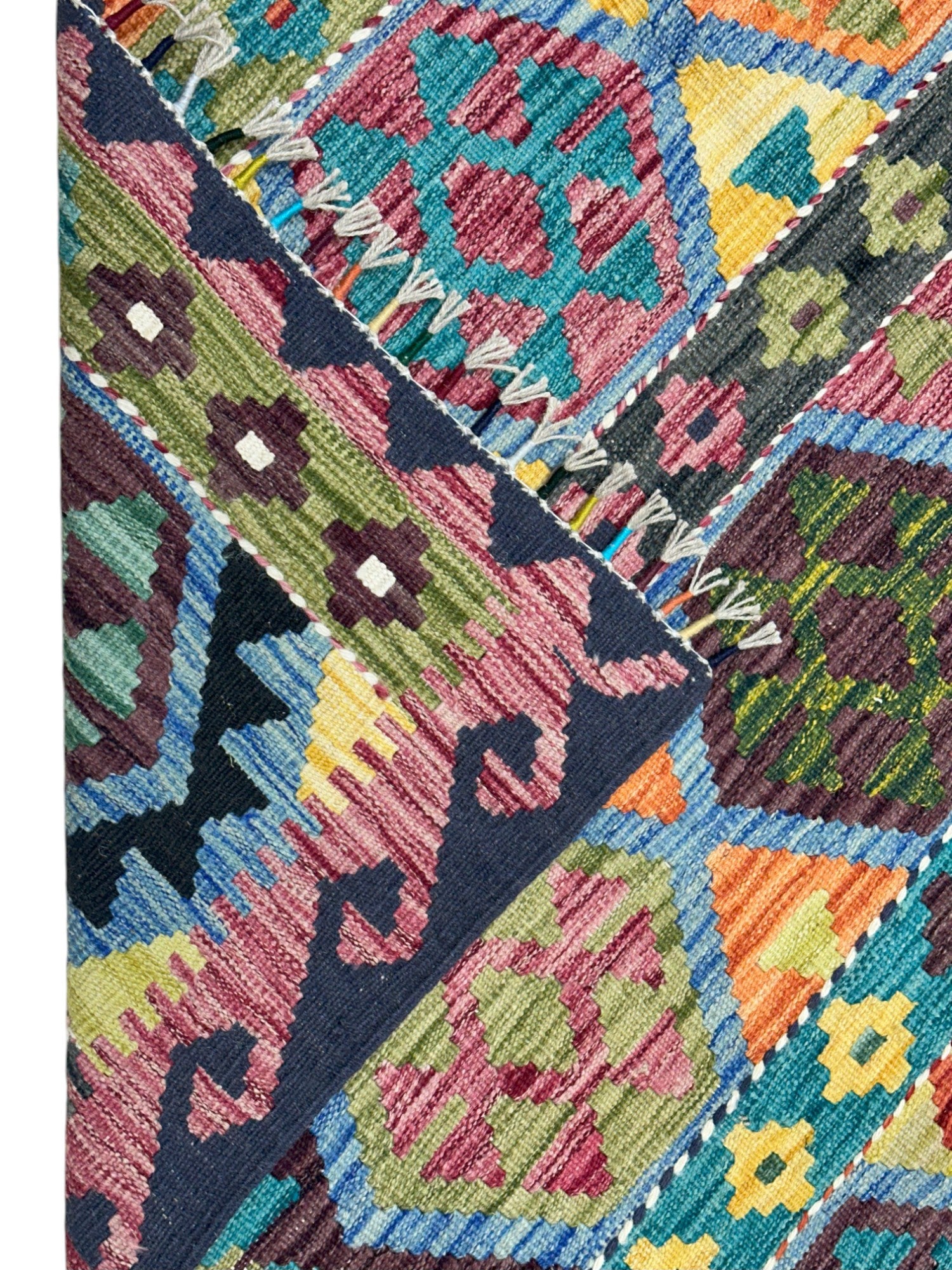 Hand-Woven Afghani Kilim Wool Rug 4'11" x 6'7"