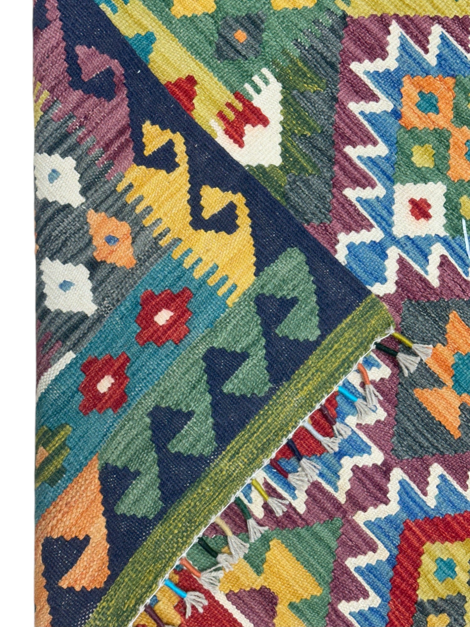 Hand-Woven Afghani Kilim Wool Rug 5' x 6'5"