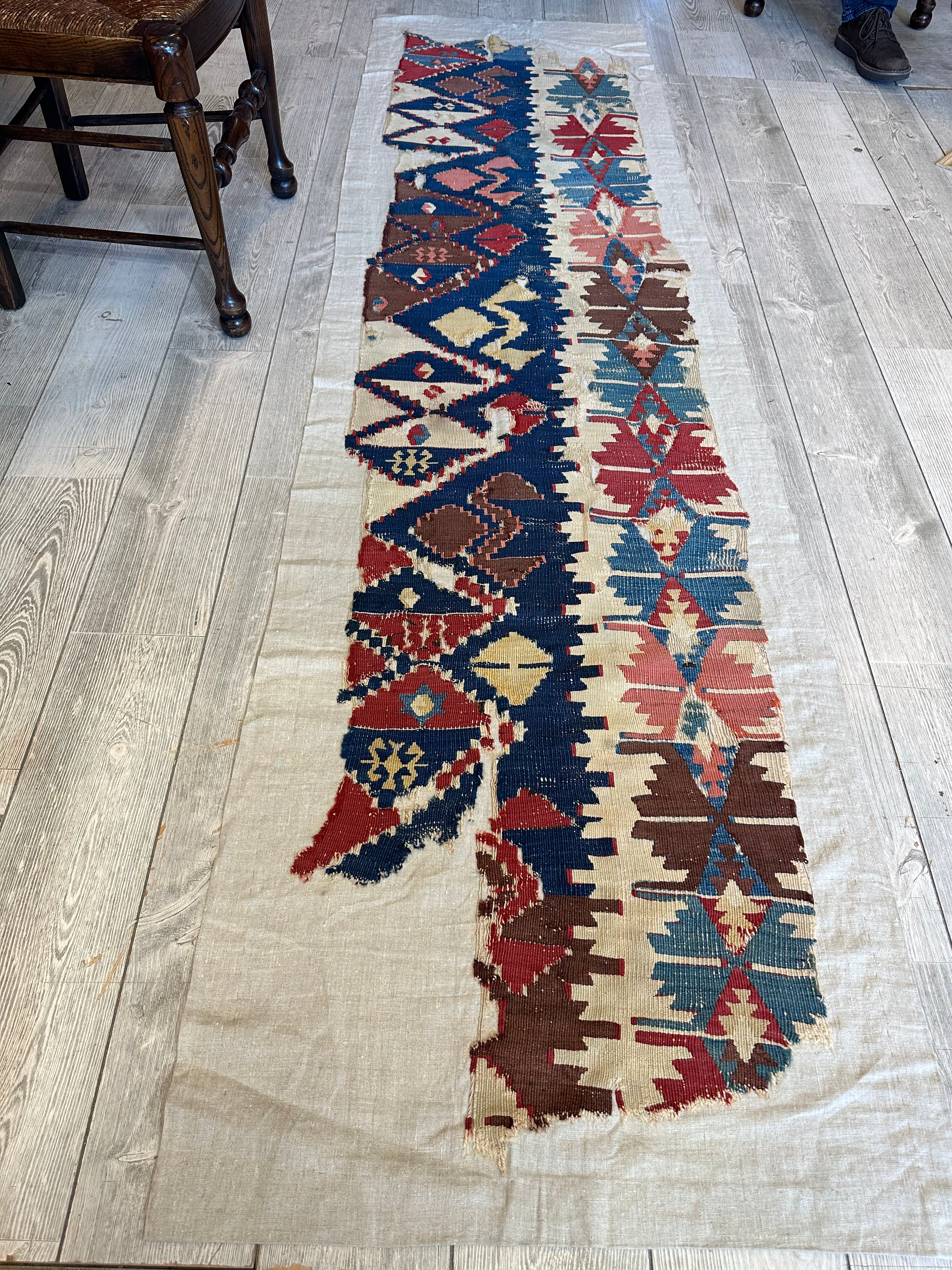 Antique Anatolian Large Fragment, Runner Kilim 29”’ x 105”