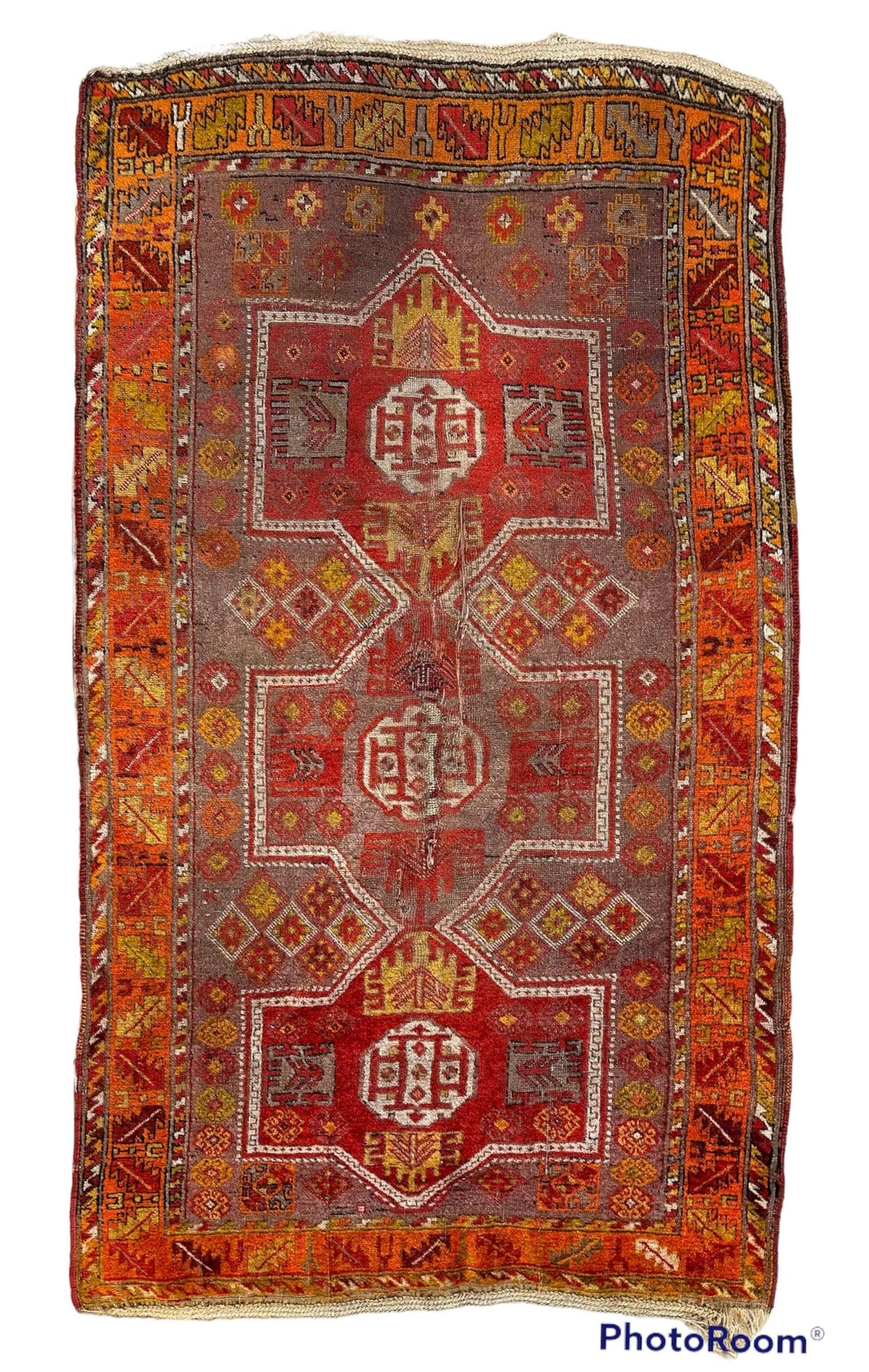 Antique worn Turkish Rug 3’9” x 6’7”