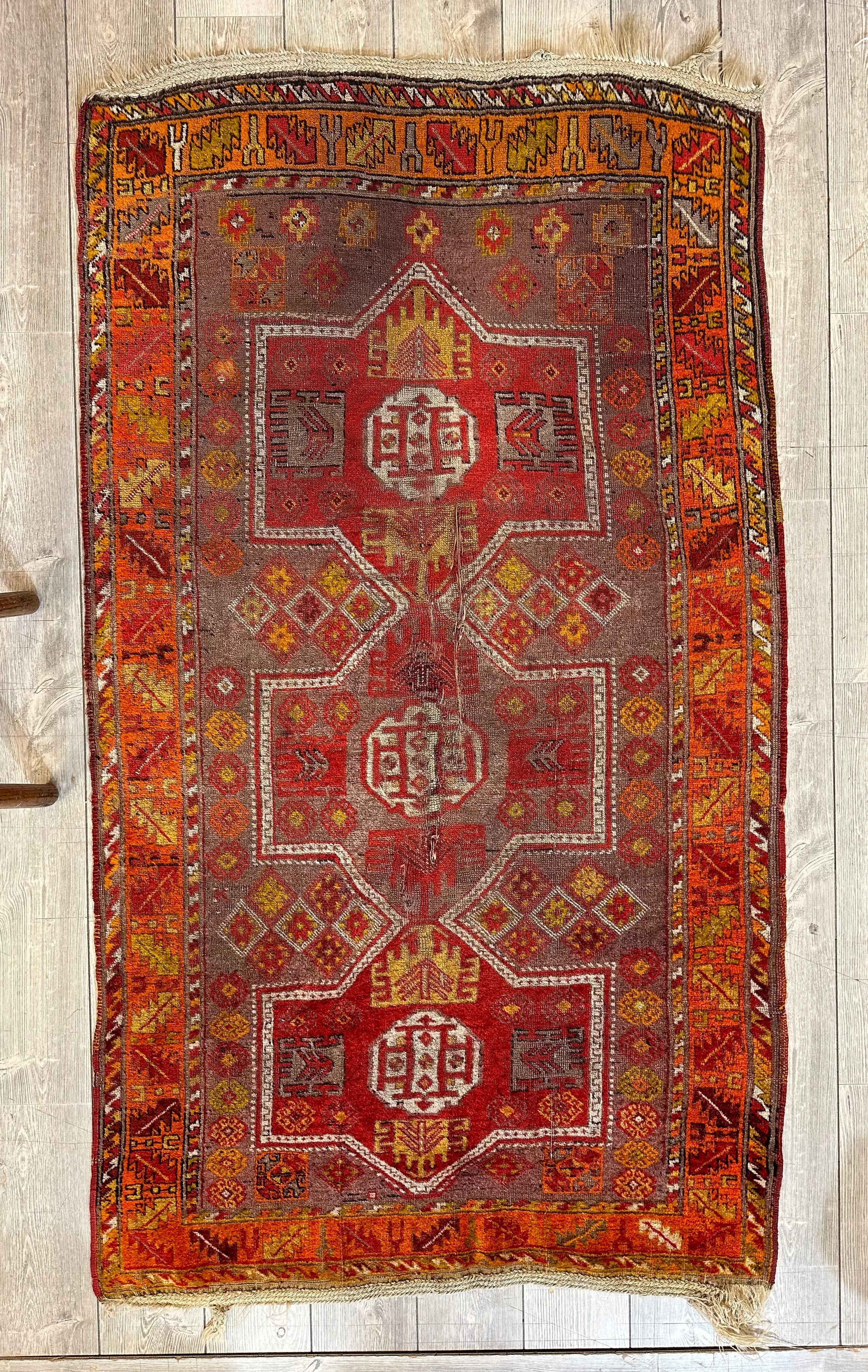 Antique worn Turkish Rug 3’9” x 6’7”