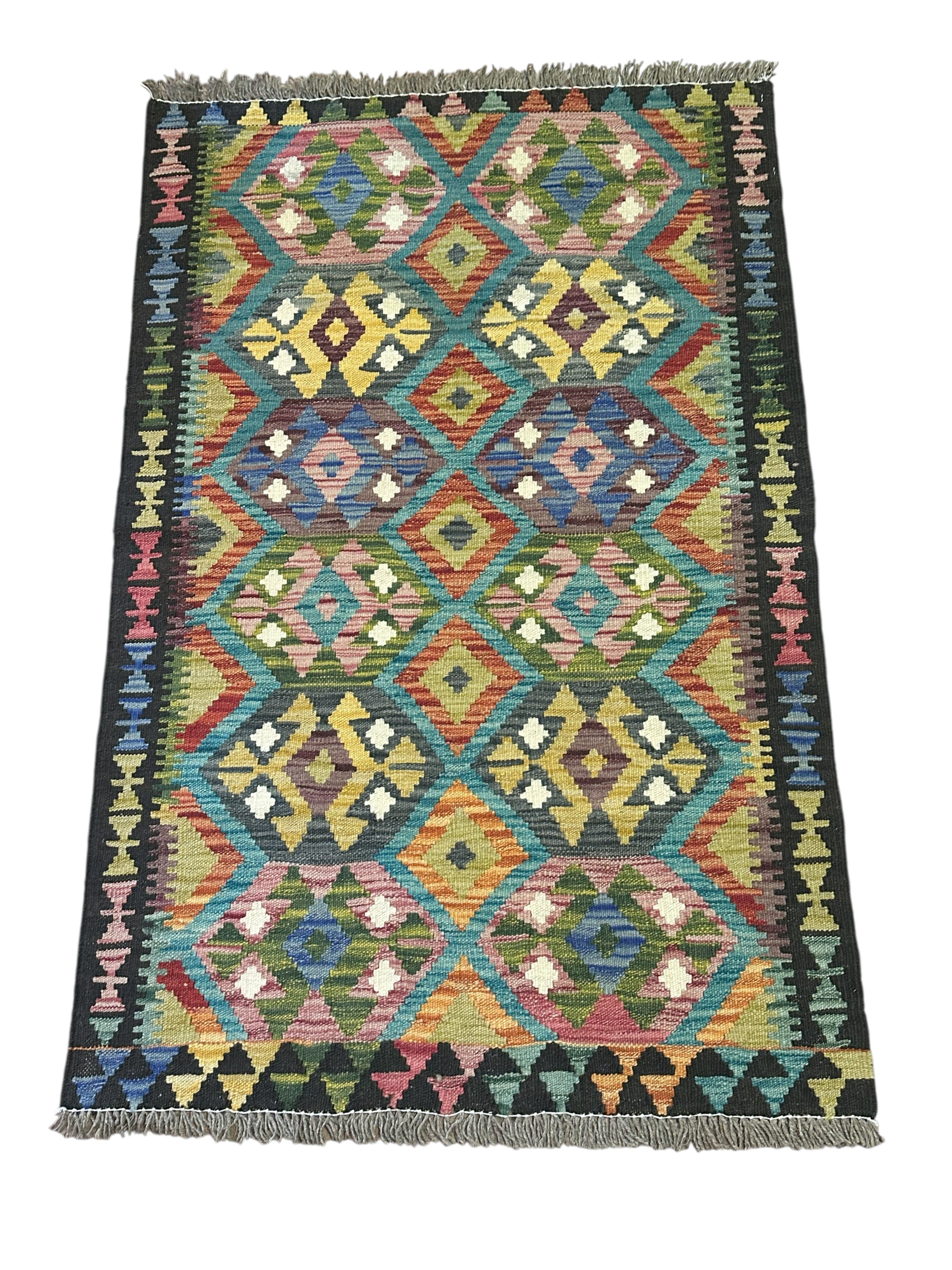 Hand-Woven Afghani Kilim Wool Rug 2'9" x 4'2"