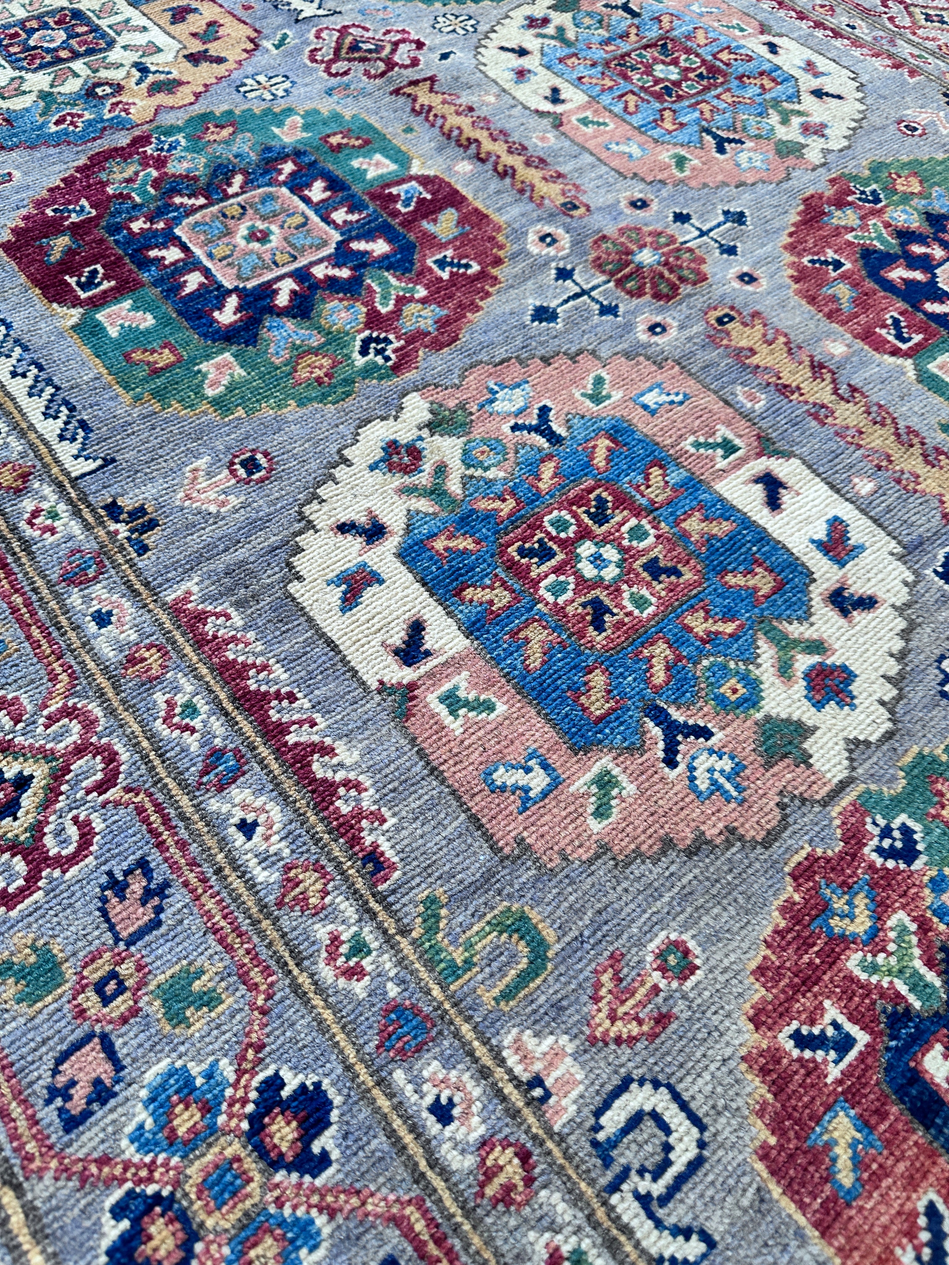 Hand-Knotted Afghani Kazak Wool Rug – 4’1″  x  5’11″