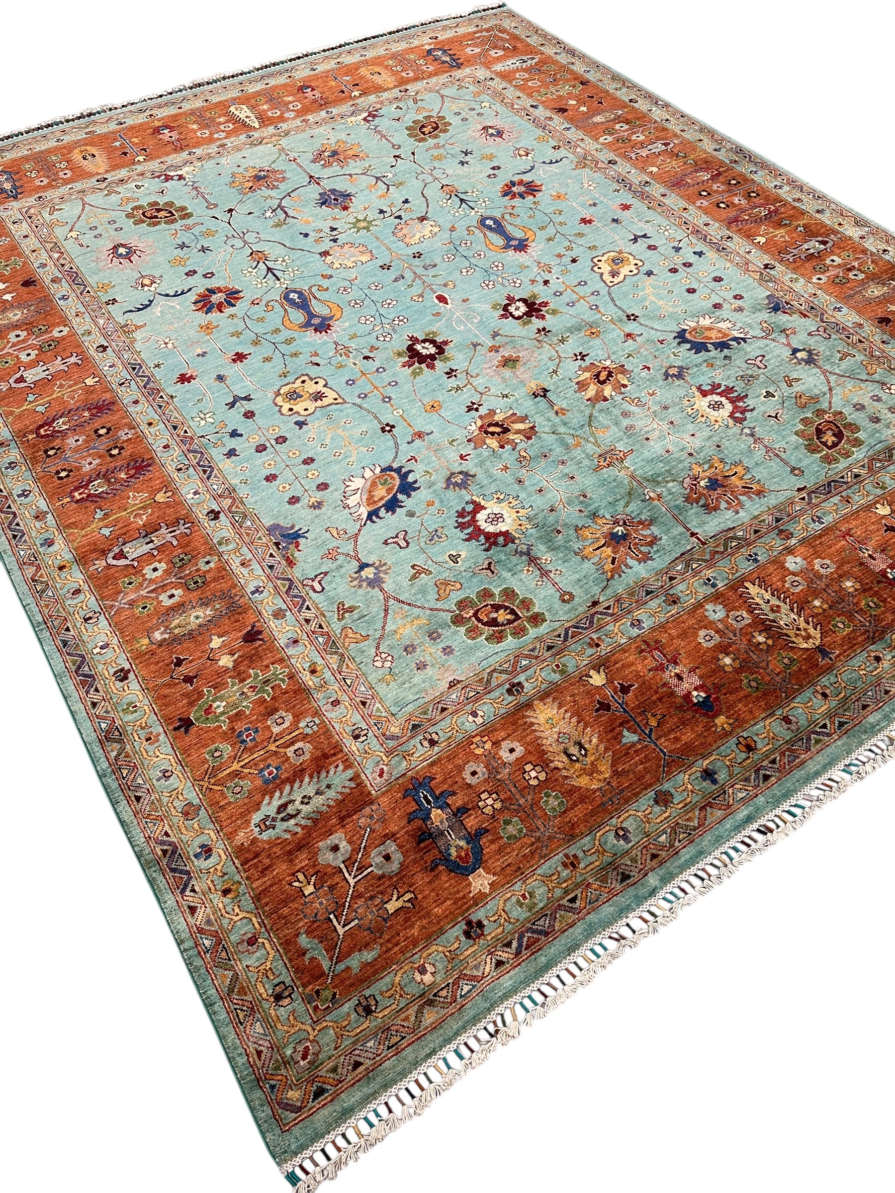 Hand-Knotted Afghani Chobi Ghazni Wool Rug | Floral Design | 8′ x 10′