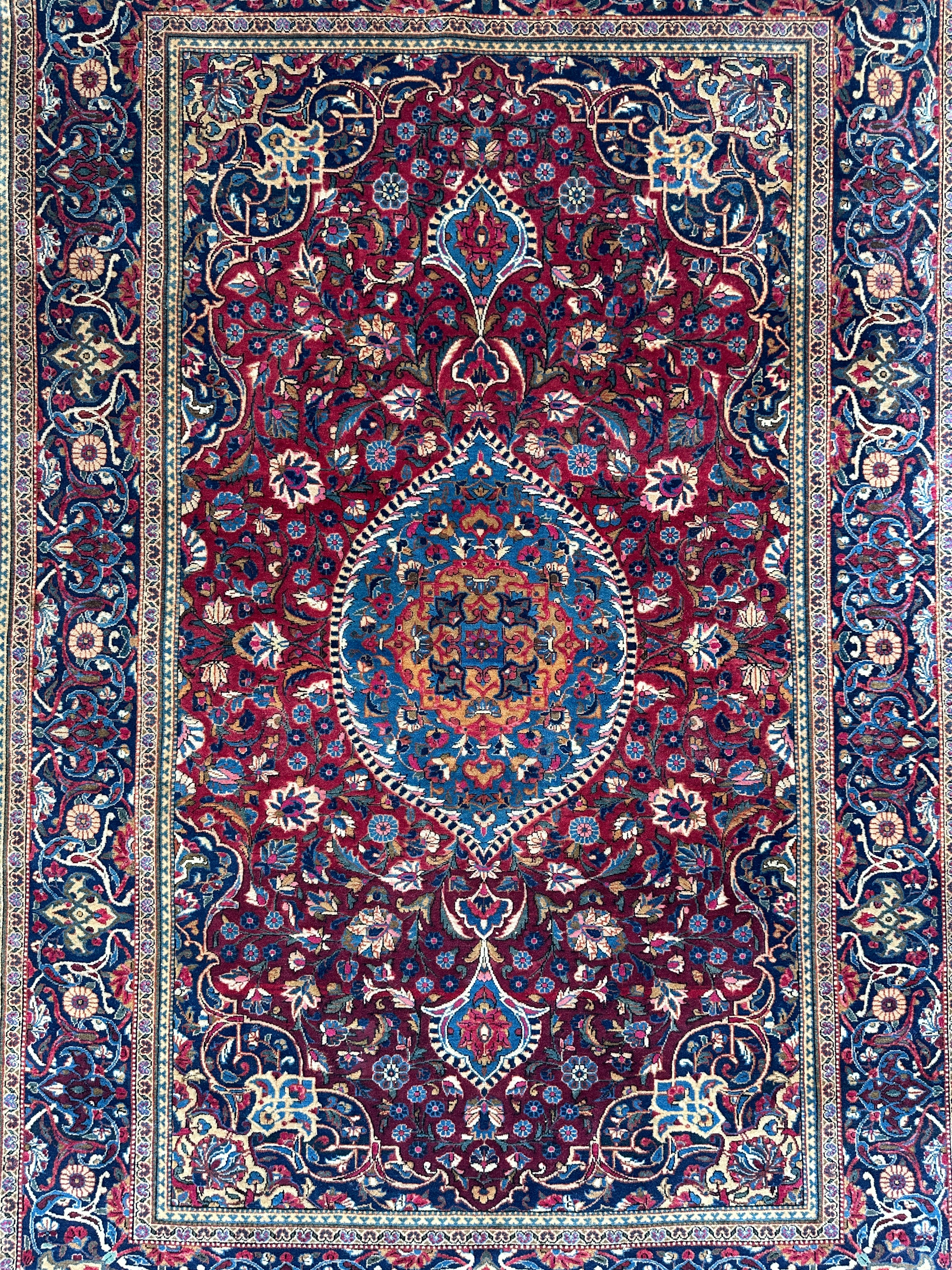 Antique Dabir Kashan Hand-Knotted Persian Wool Rug – 4’3” x 6’2” – All Natural Dyes