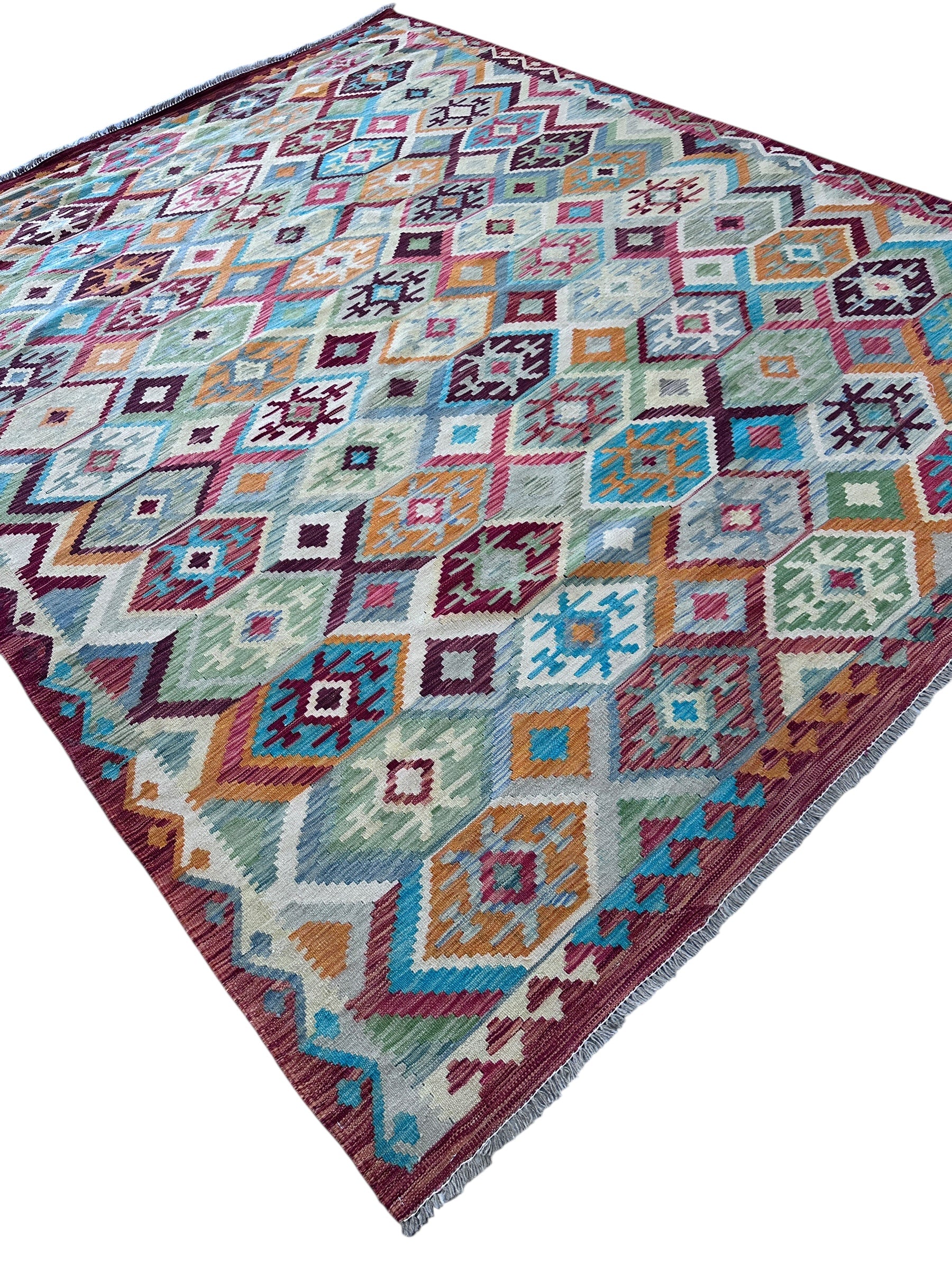Hand-Woven Afghani Kilim Wool Rug 8'2" x 10'2"