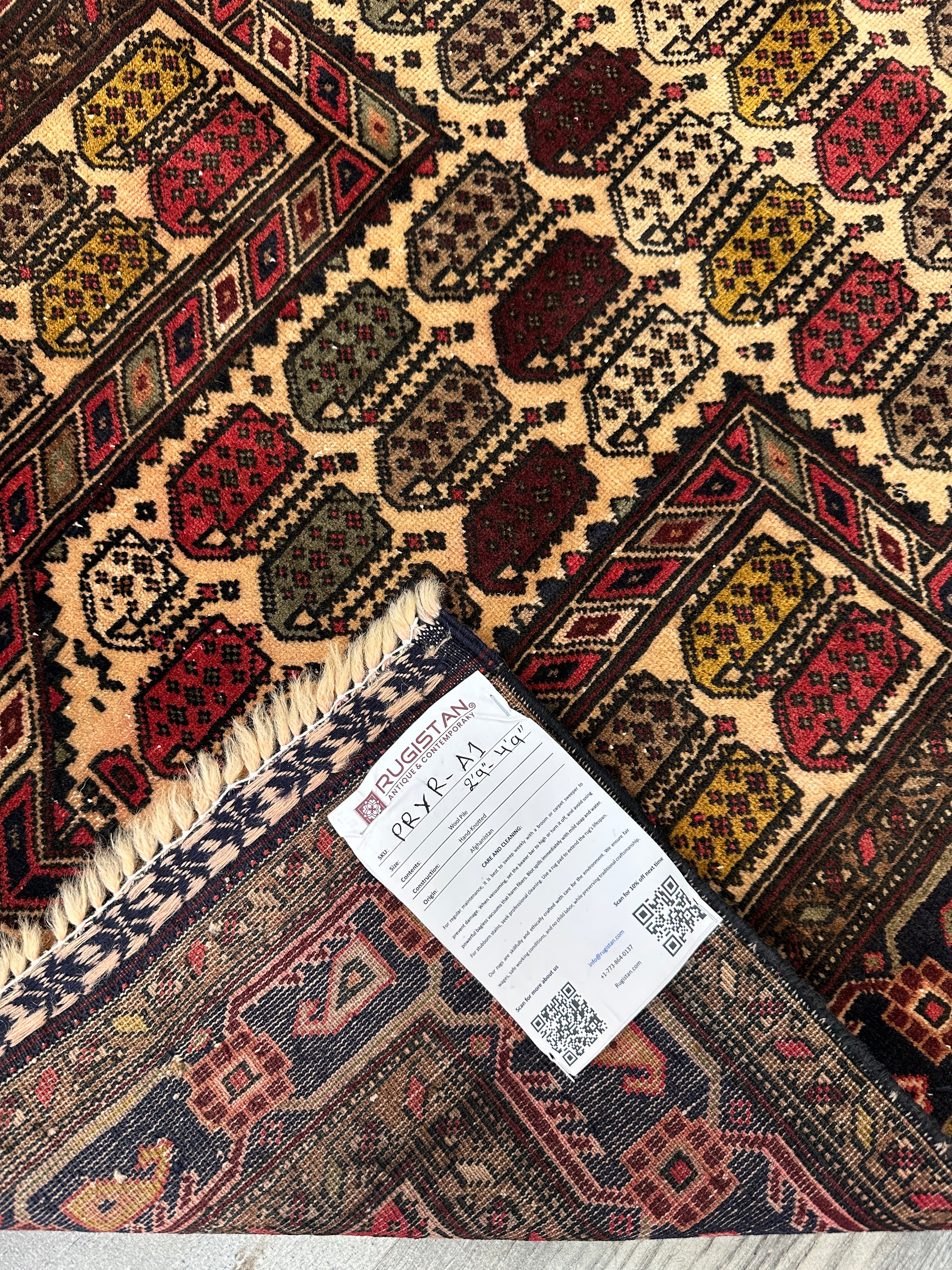 Vintage Afghan Baluch Prayer Rug – Hand-Knotted Wool Tribal Mihrab Design – 2’9” x 4’9”