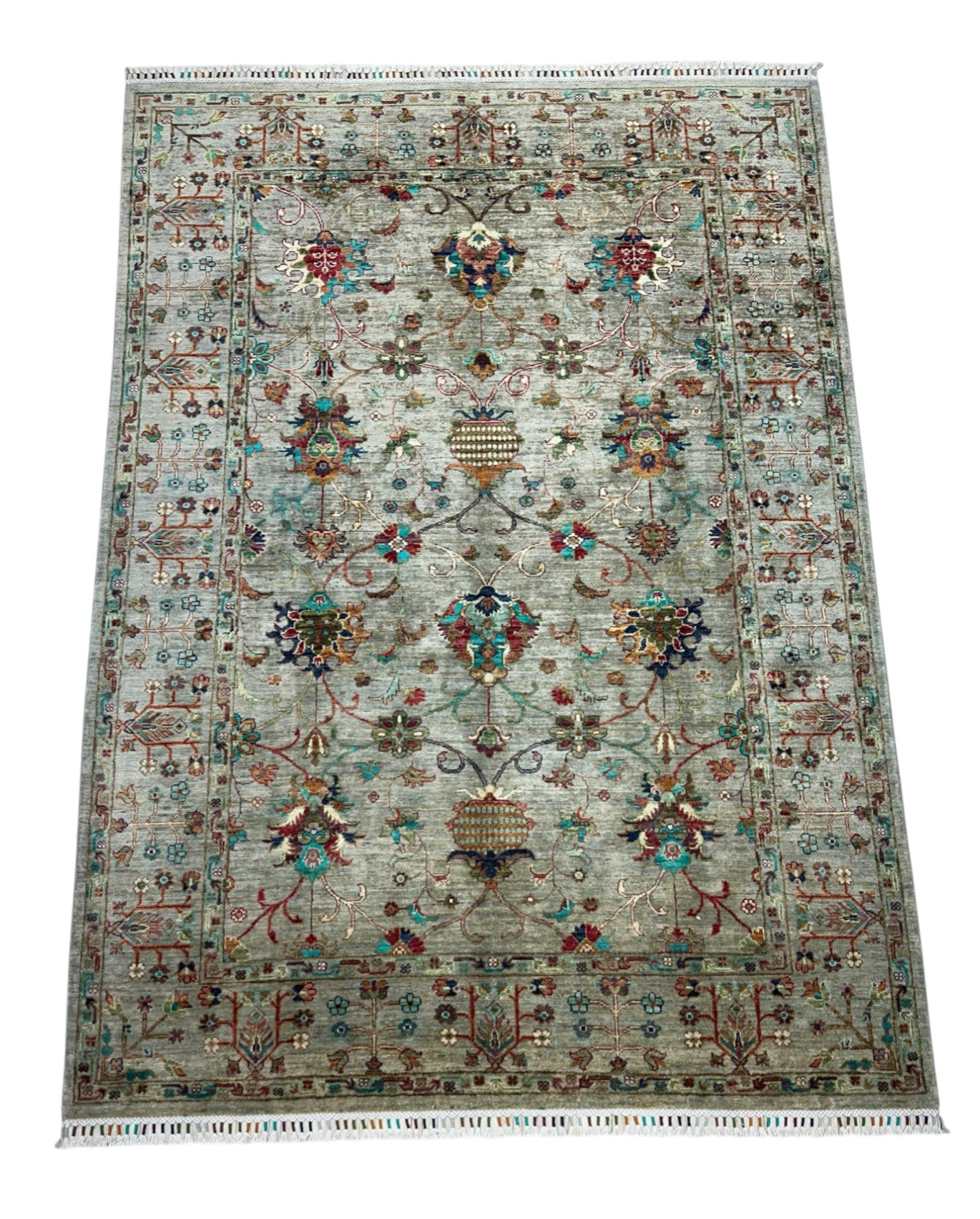 Hand-Knotted Afghani Chobi Sultani Wool Rug – 5’9″  x  8’0″