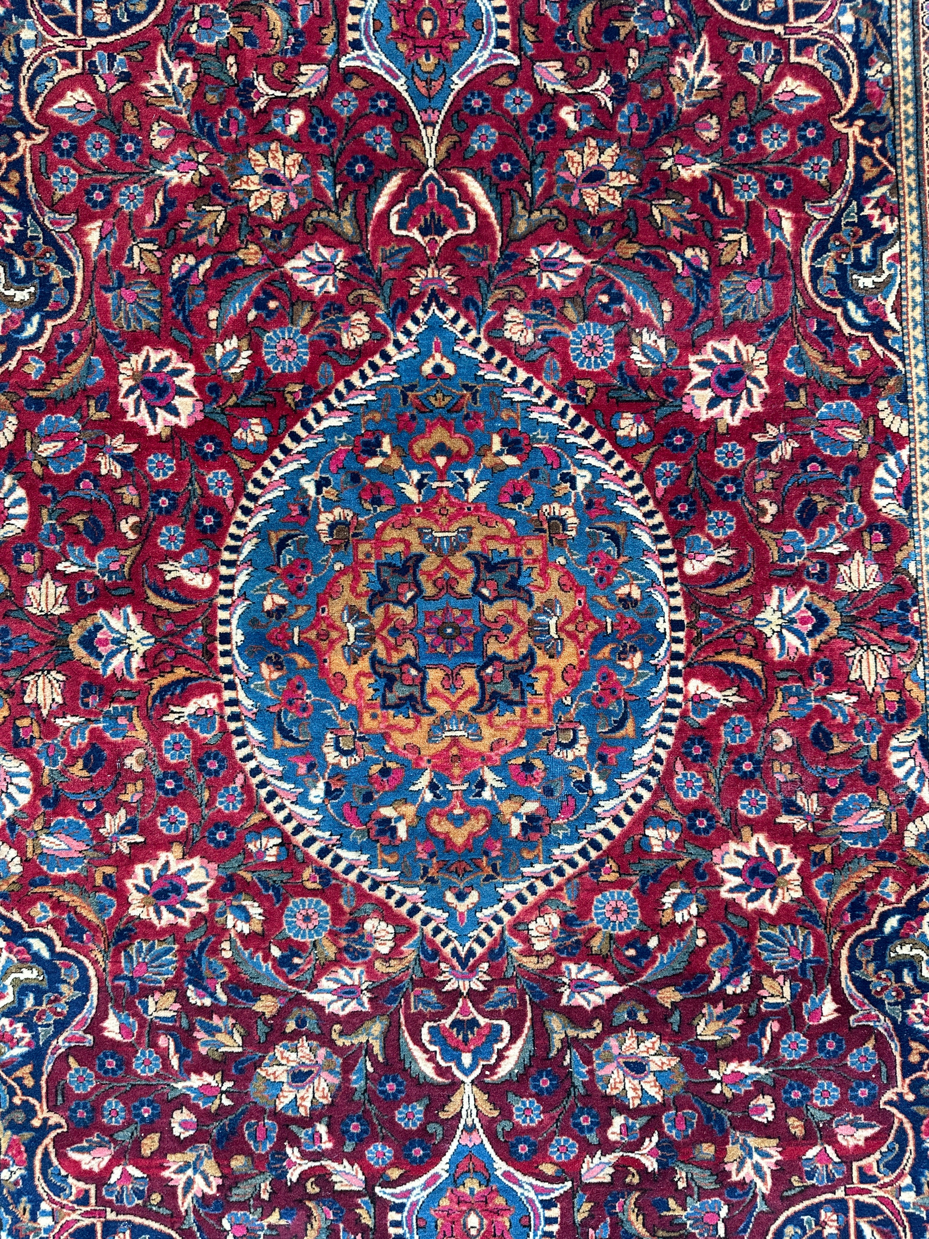 Antique Dabir Kashan Hand-Knotted Persian Wool Rug – 4’3” x 6’2” – All Natural Dyes