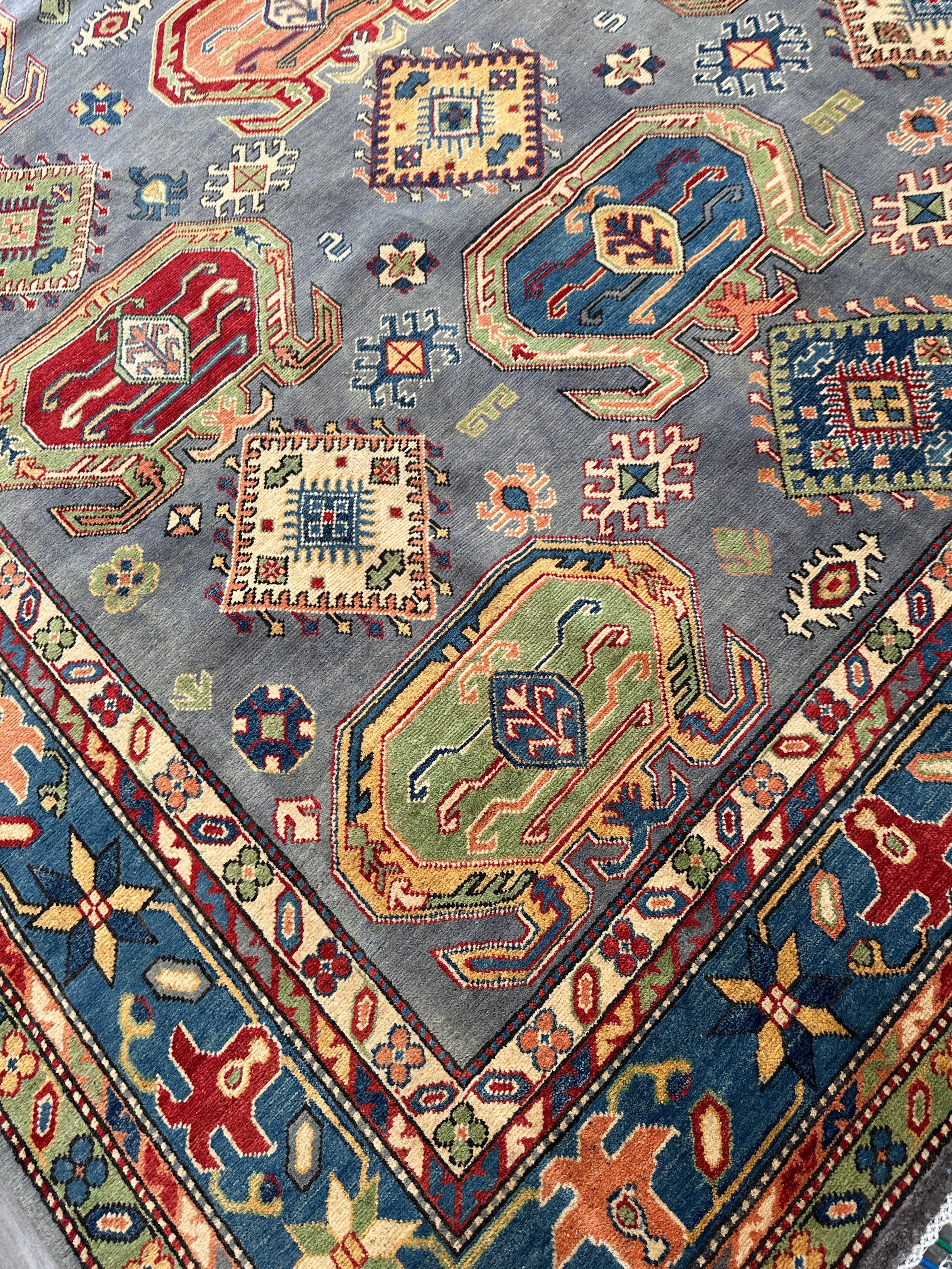 Hand-Knotted Afghan Kazak Wool Rug | Tribal | 8′3″ x 10′8″