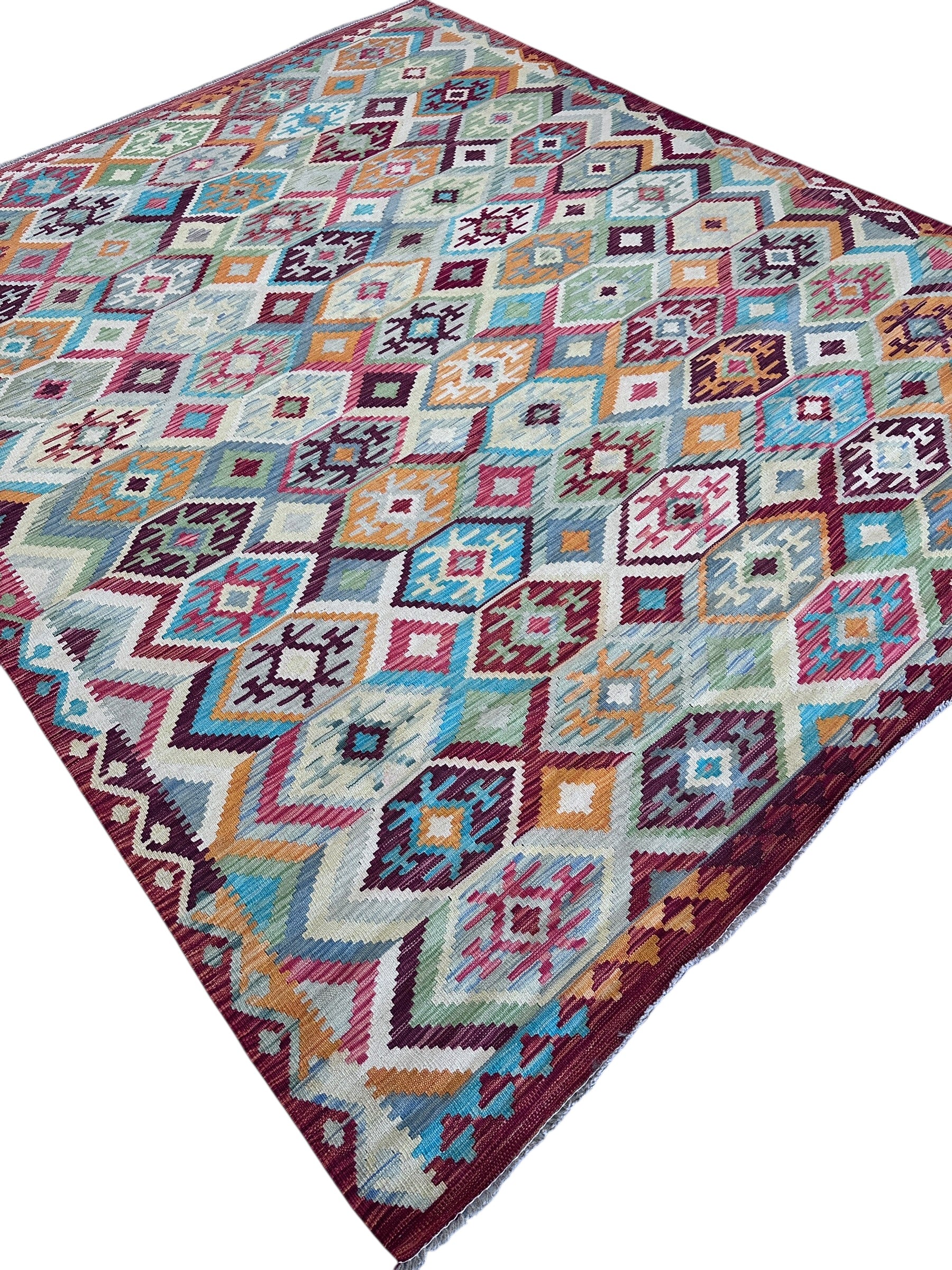 Hand-Woven Afghani Kilim Wool Rug 8'2" x 10'2"