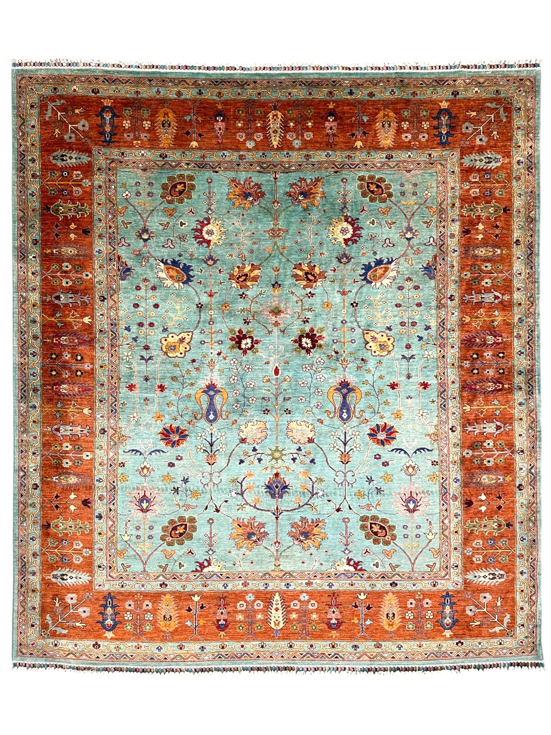 Hand-Knotted Afghani Chobi Ghazni Wool Rug | Floral Design | 8′ x 10′