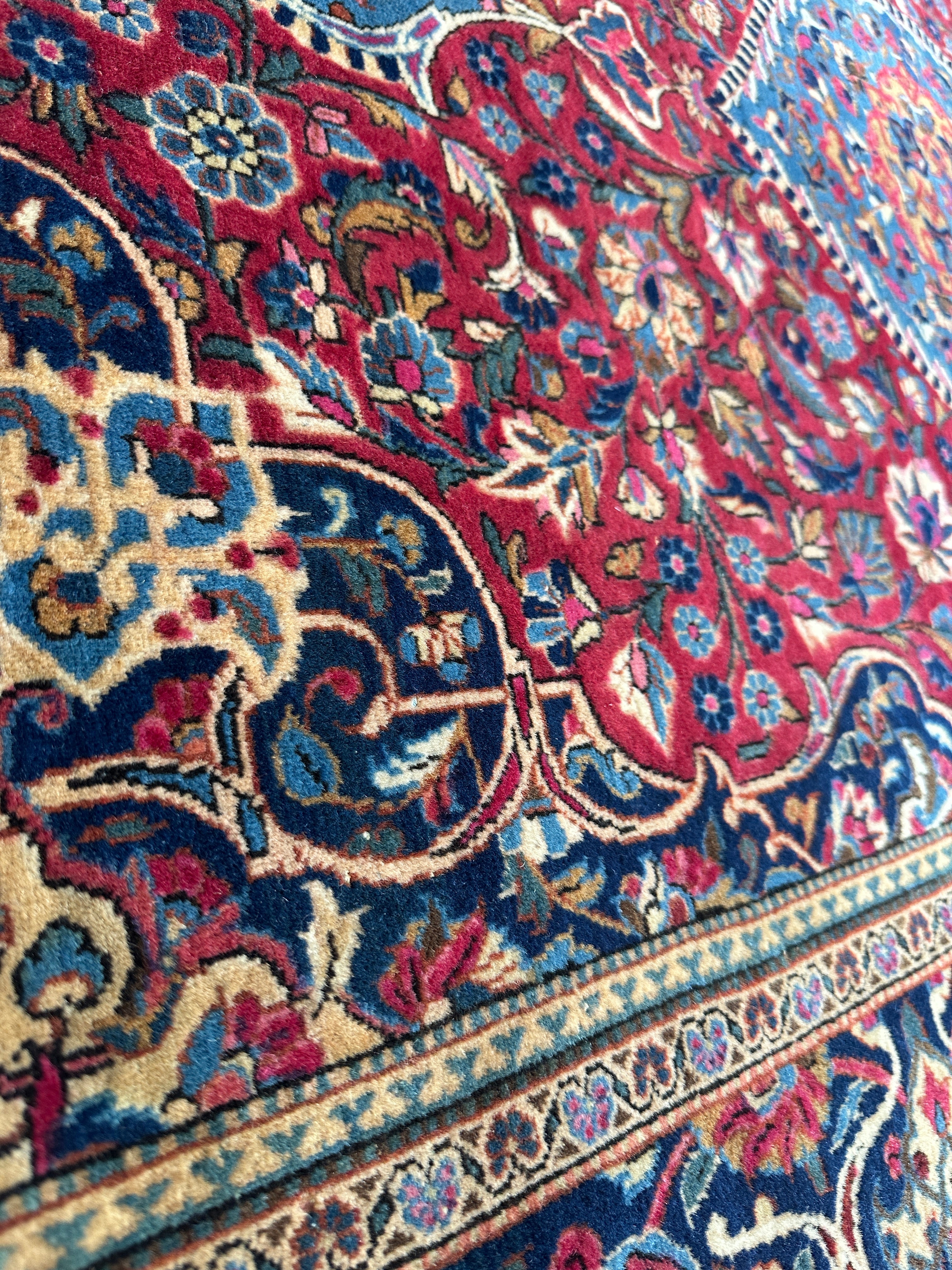 Antique Dabir Kashan Hand-Knotted Persian Wool Rug – 4’3” x 6’2” – All Natural Dyes