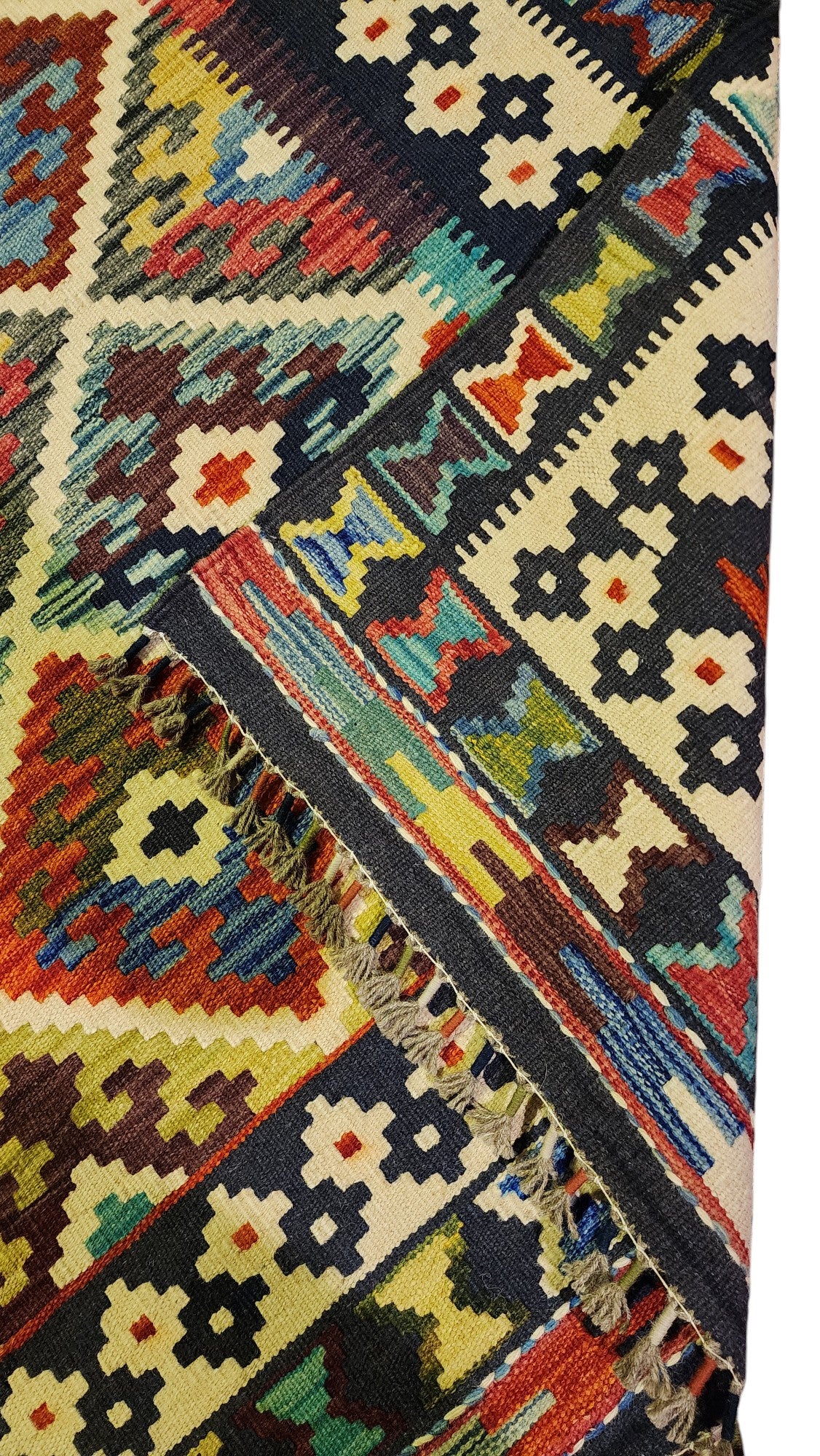 Hand-Woven Afghani Kilim Wool Rug 5'10" x 8'6"