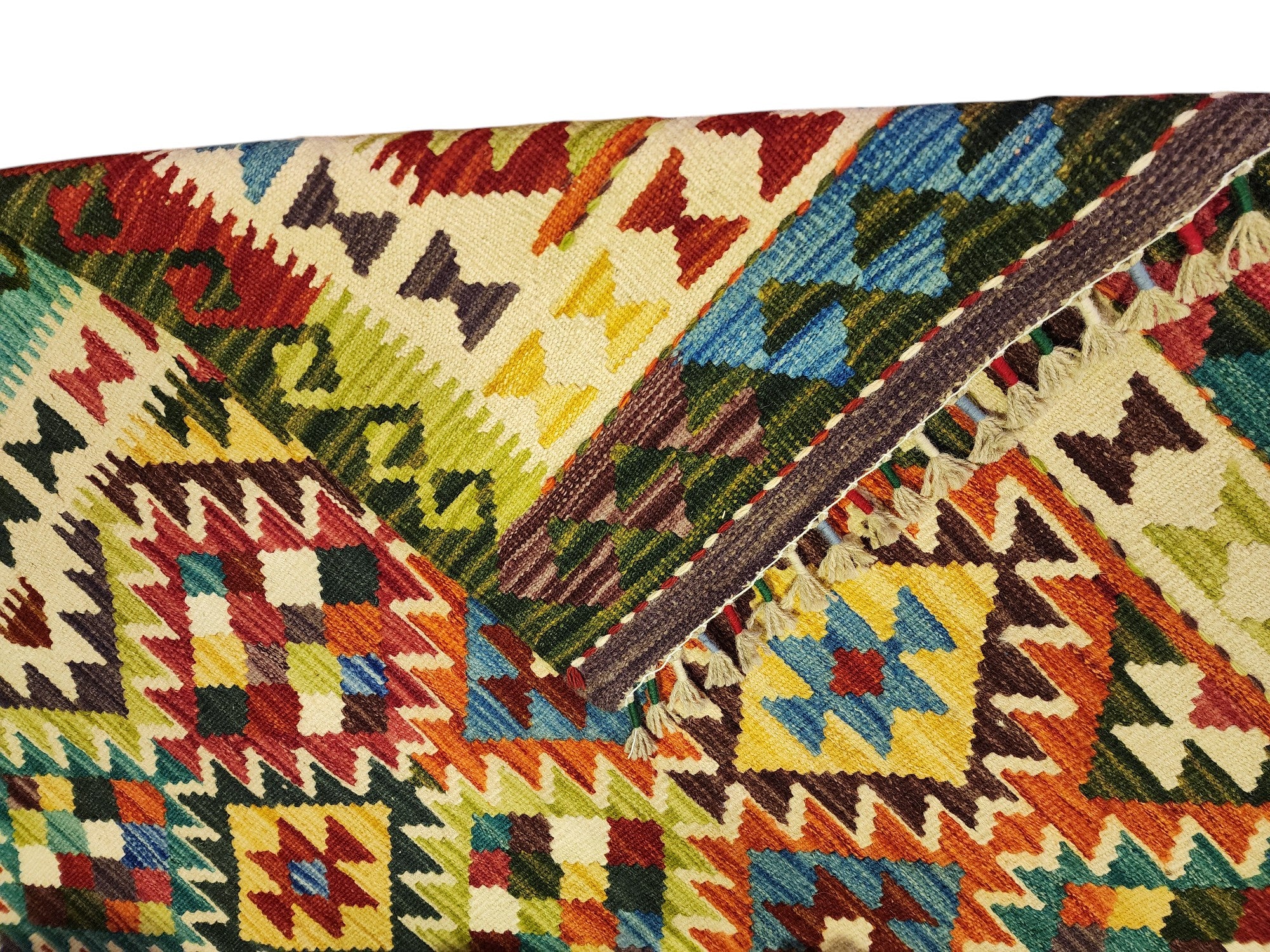 Hand-Woven Afghani Kilim Wool Rug 4'1" x 6'2"
