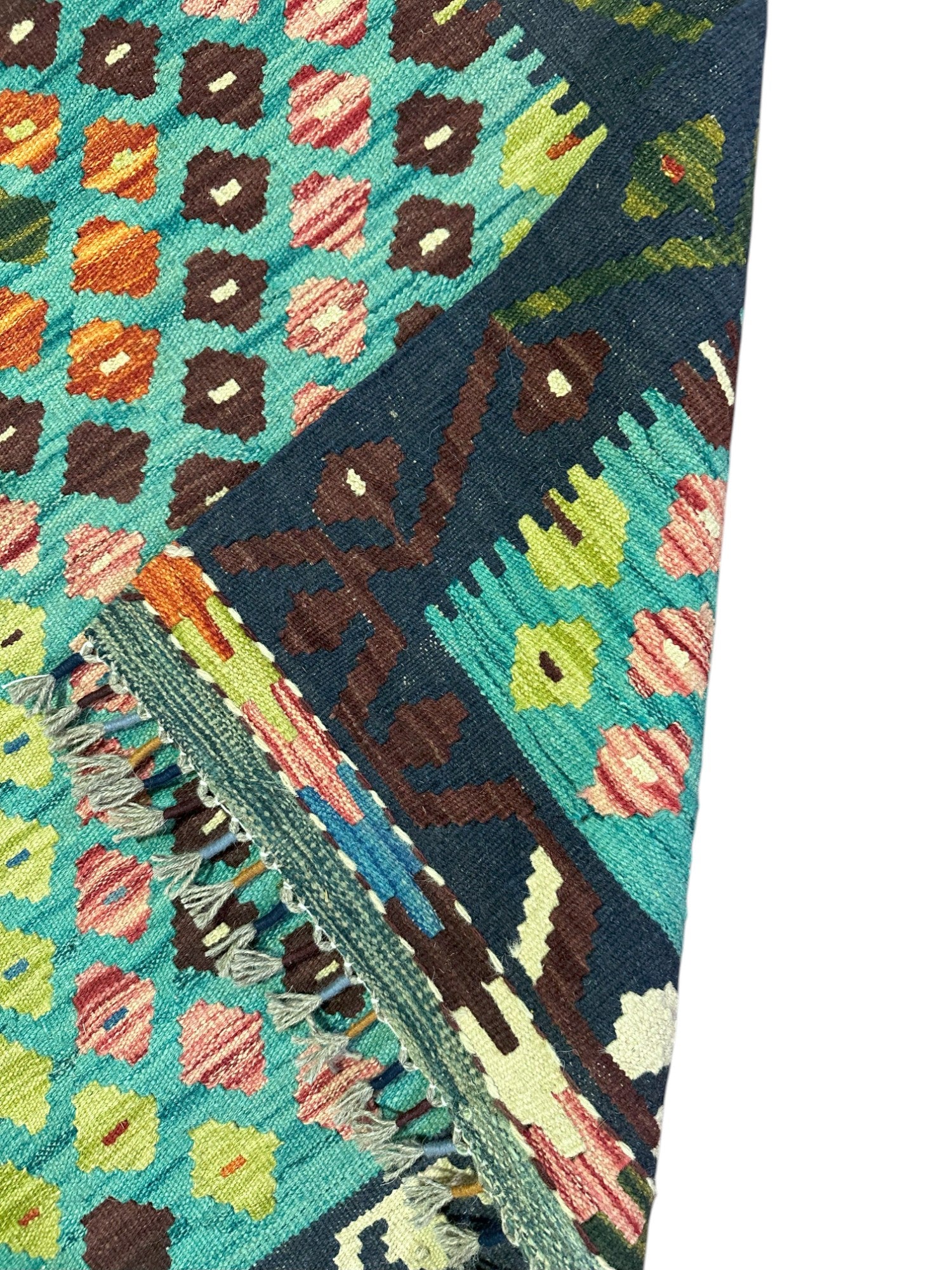 Hand-Woven Afghani Kilim Wool Rug 4'1" x 6'3"