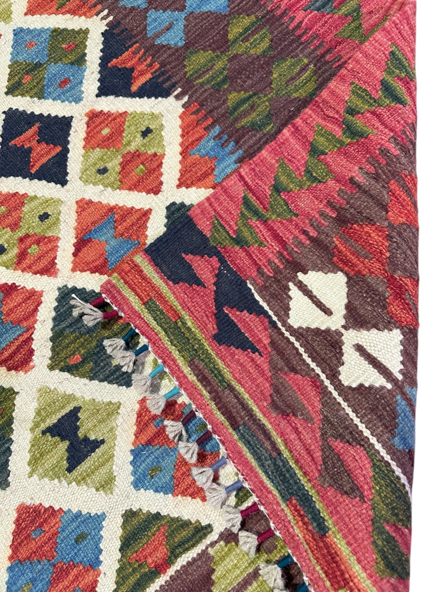 Hand-Woven Afghani Kilim Wool Rug 4'4" x 6'2"