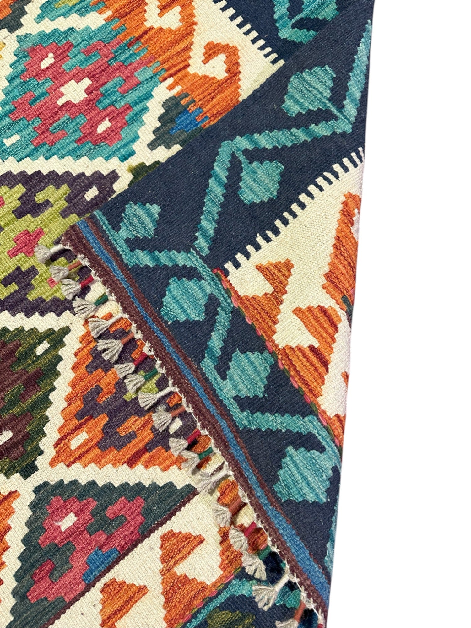 Hand-Woven Afghani Kilim Wool Rug 4'4" x 6'