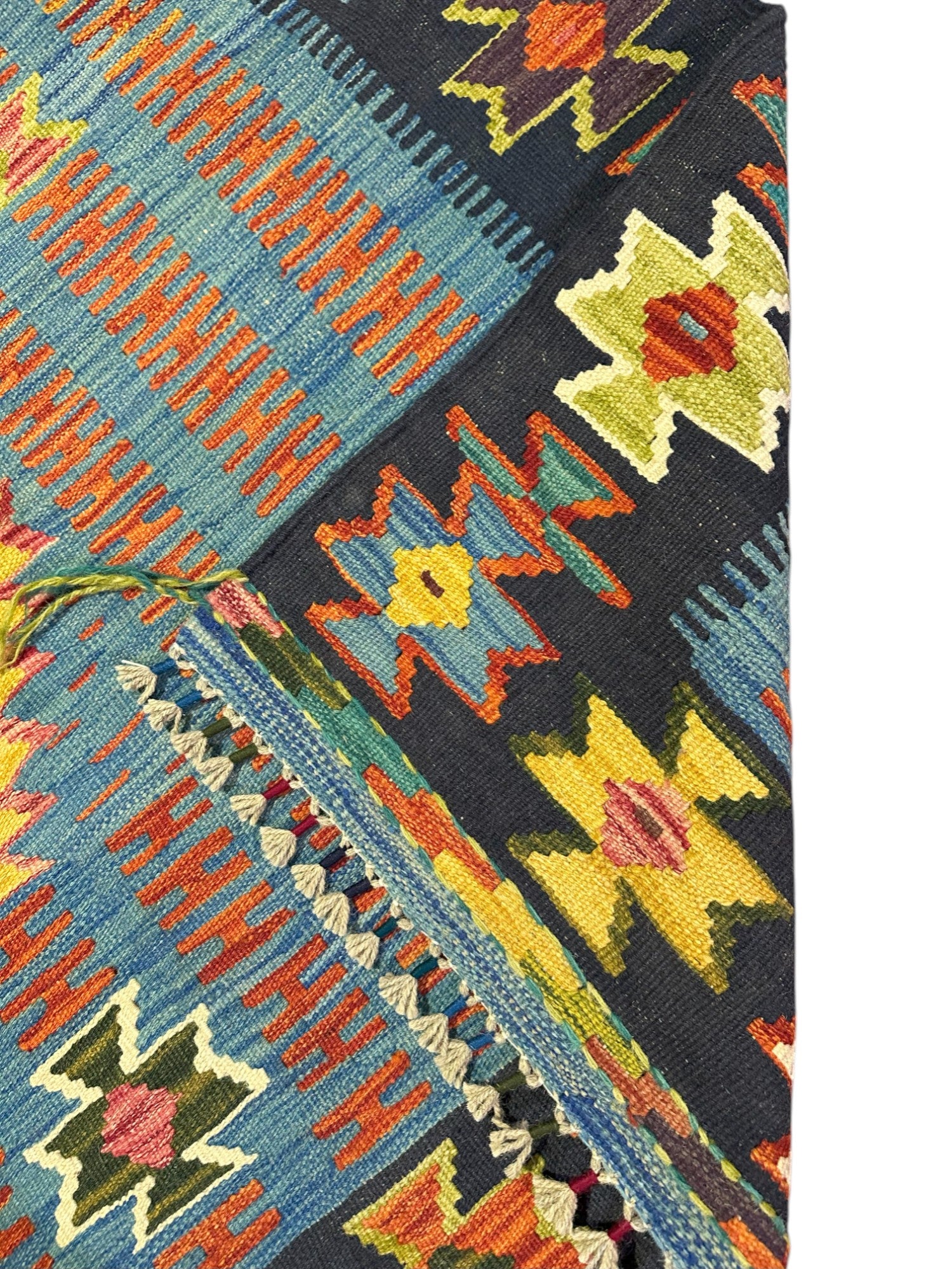 Hand-Woven Afghani Kilim Wool Rug 4'1" x 6'2"