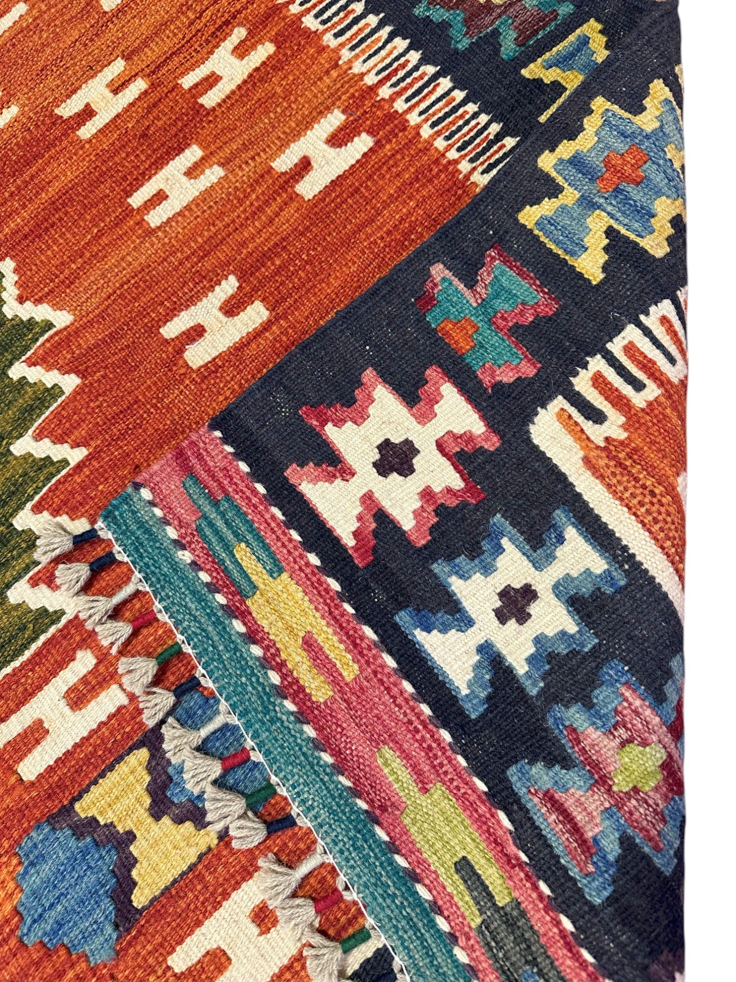 Hand-Woven Afghani Kilim Wool Rug 4'1" x 5'9"