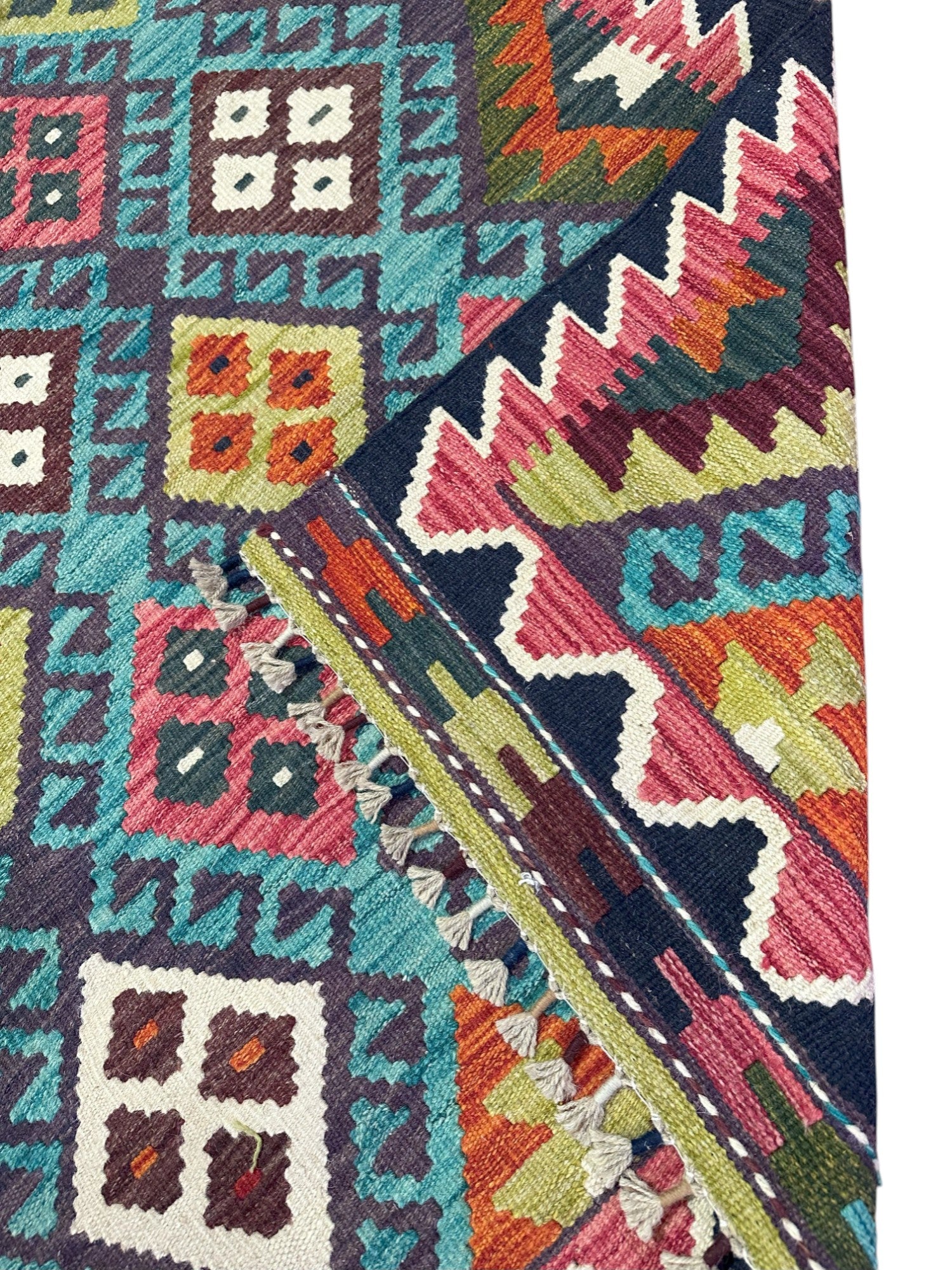 Hand-Woven Afghani Kilim Wool Rug 4'2" x 6'4"