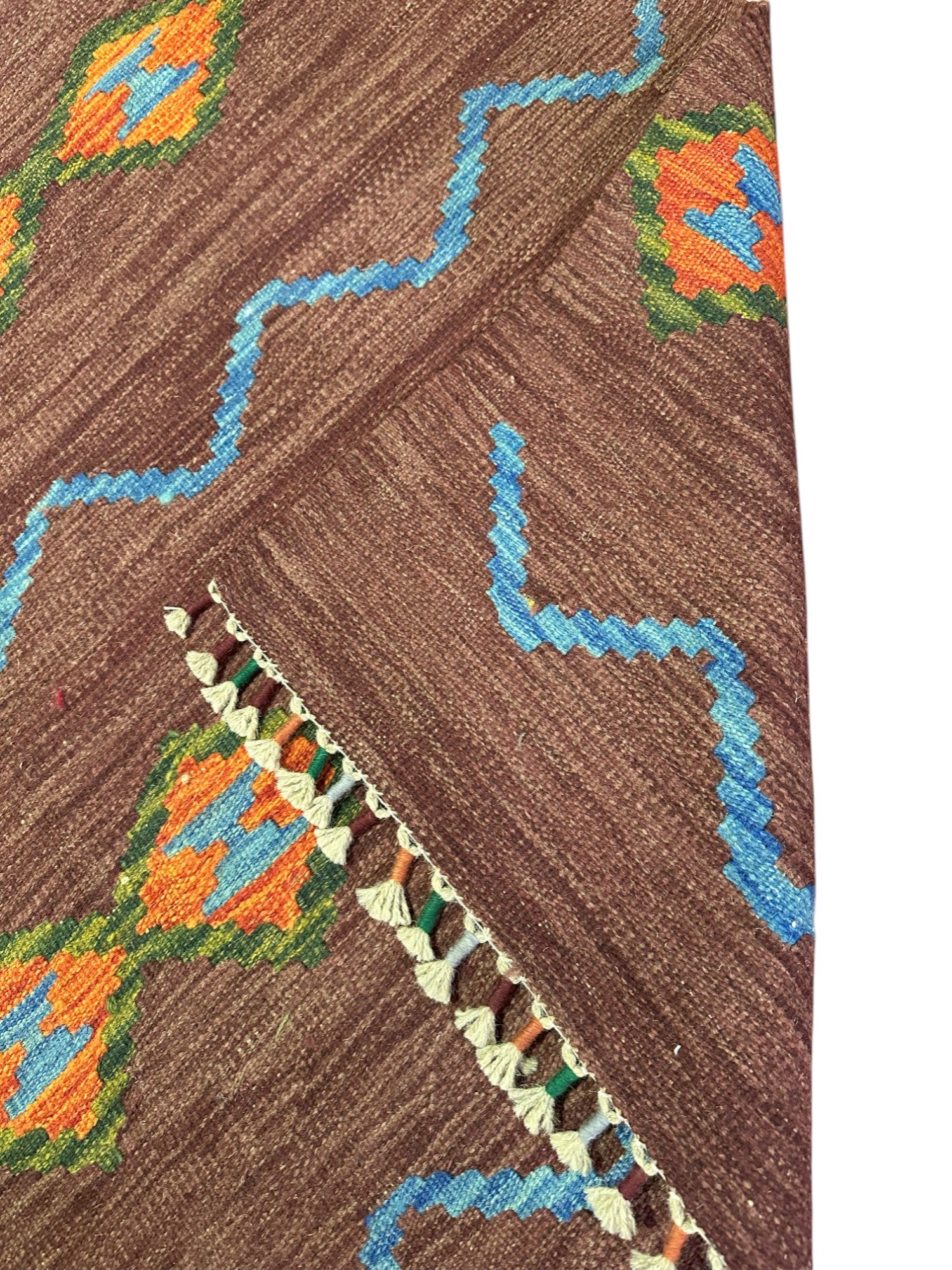 Hand-Woven Afghani Kilim Wool Rug 4' x 5'10"