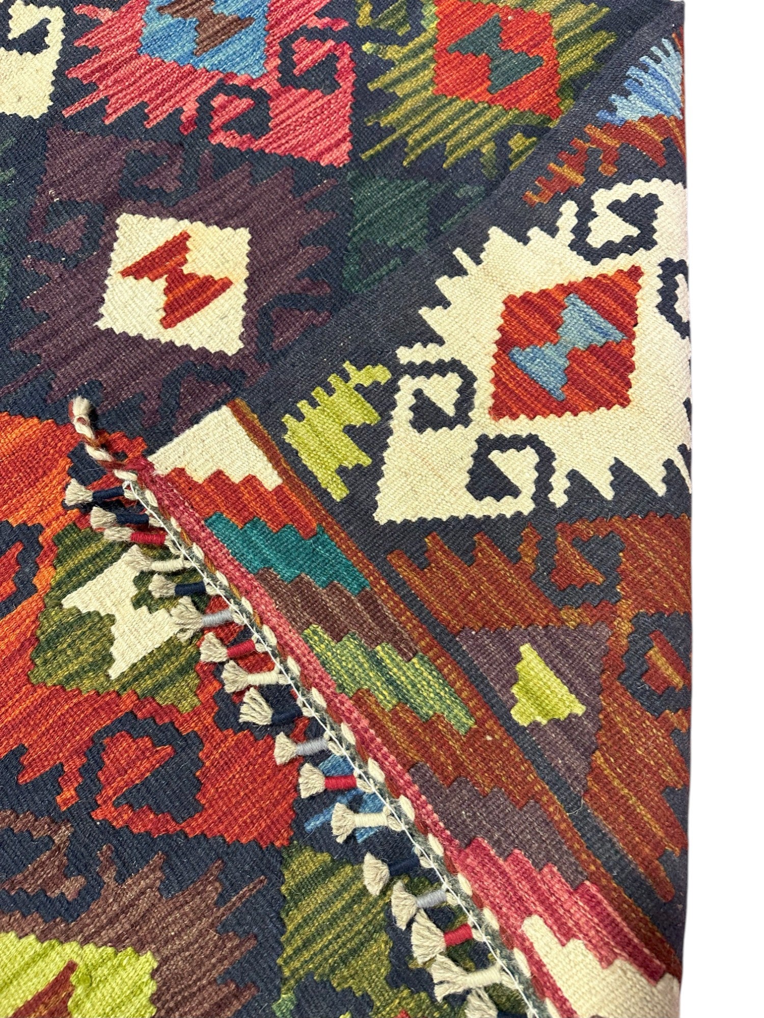 Hand-Woven Afghani Kilim Wool Rug 4' x 5'9"