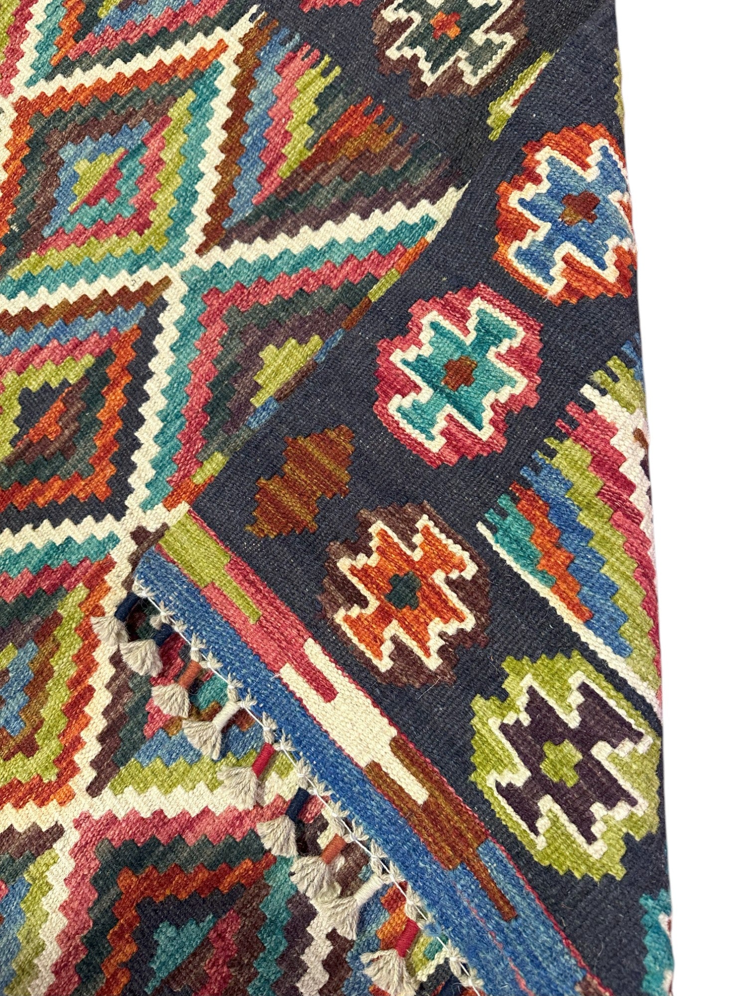 Hand-Woven Afghani Kilim Wool Rug 3'11" x 6'