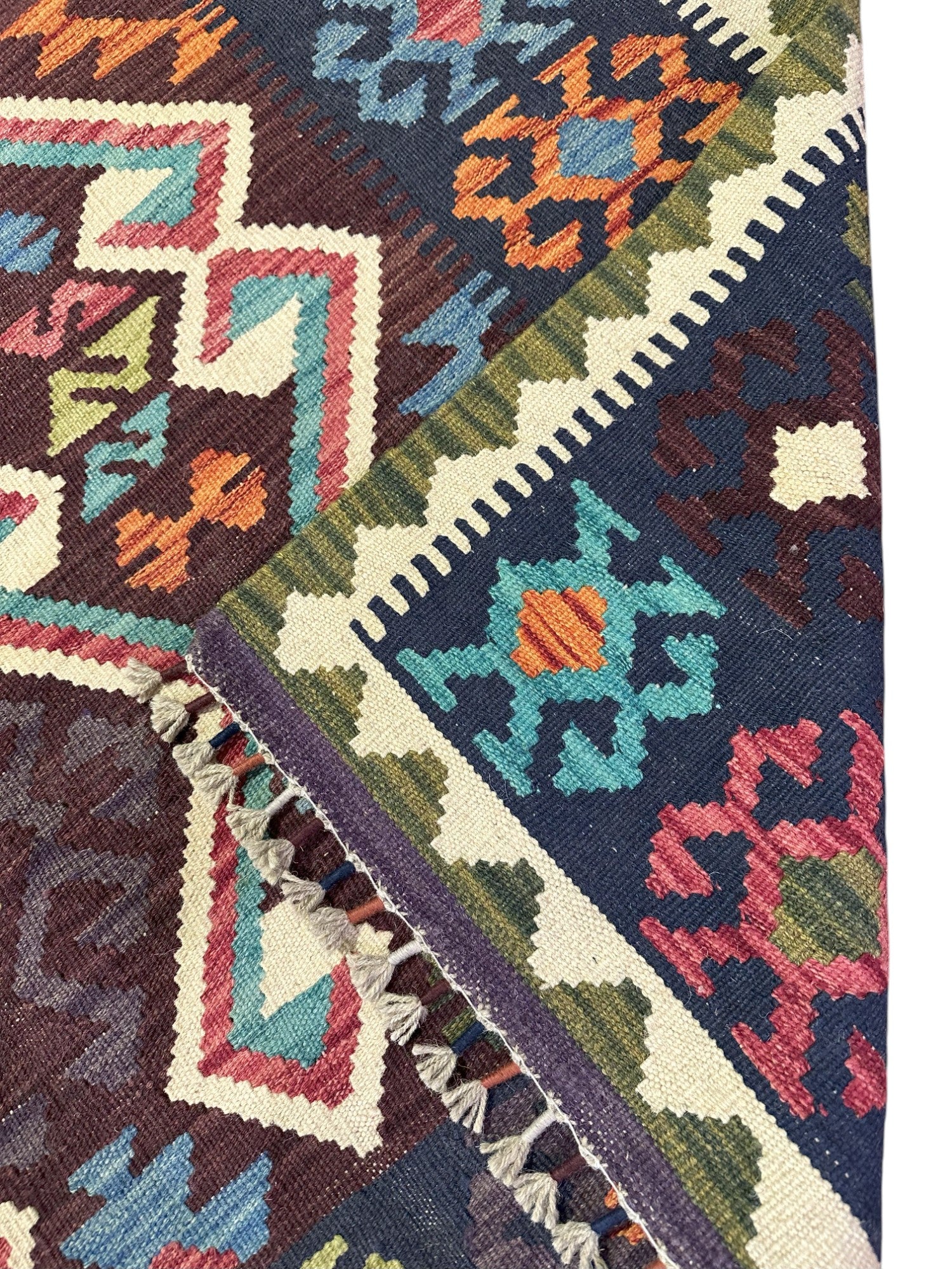 Hand-Woven Afghani Kilim Wool Rug 4'11" x 6'6"