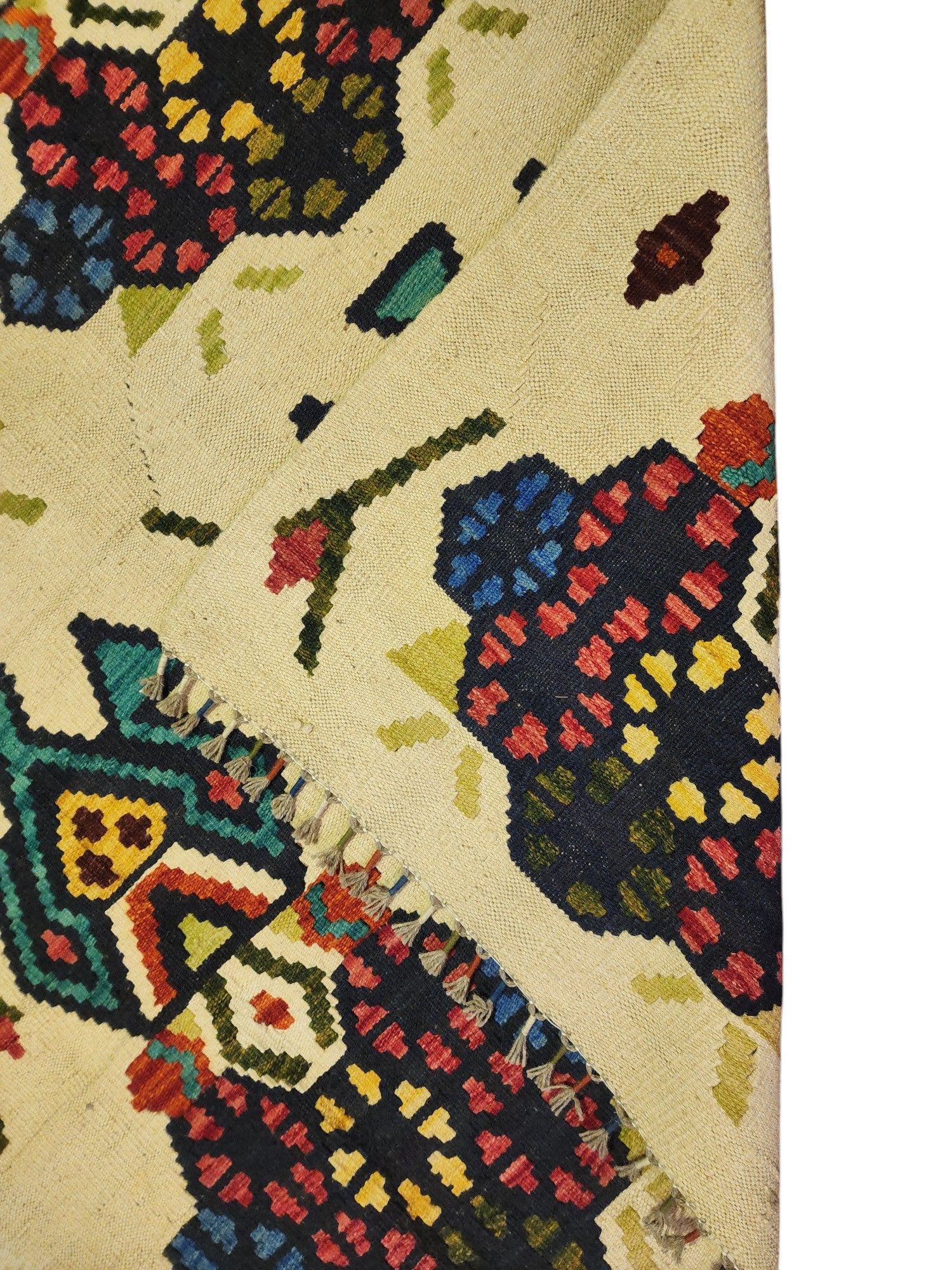 Hand-Woven Afghani Kilim Wool Rug 5'3" x 6'6"