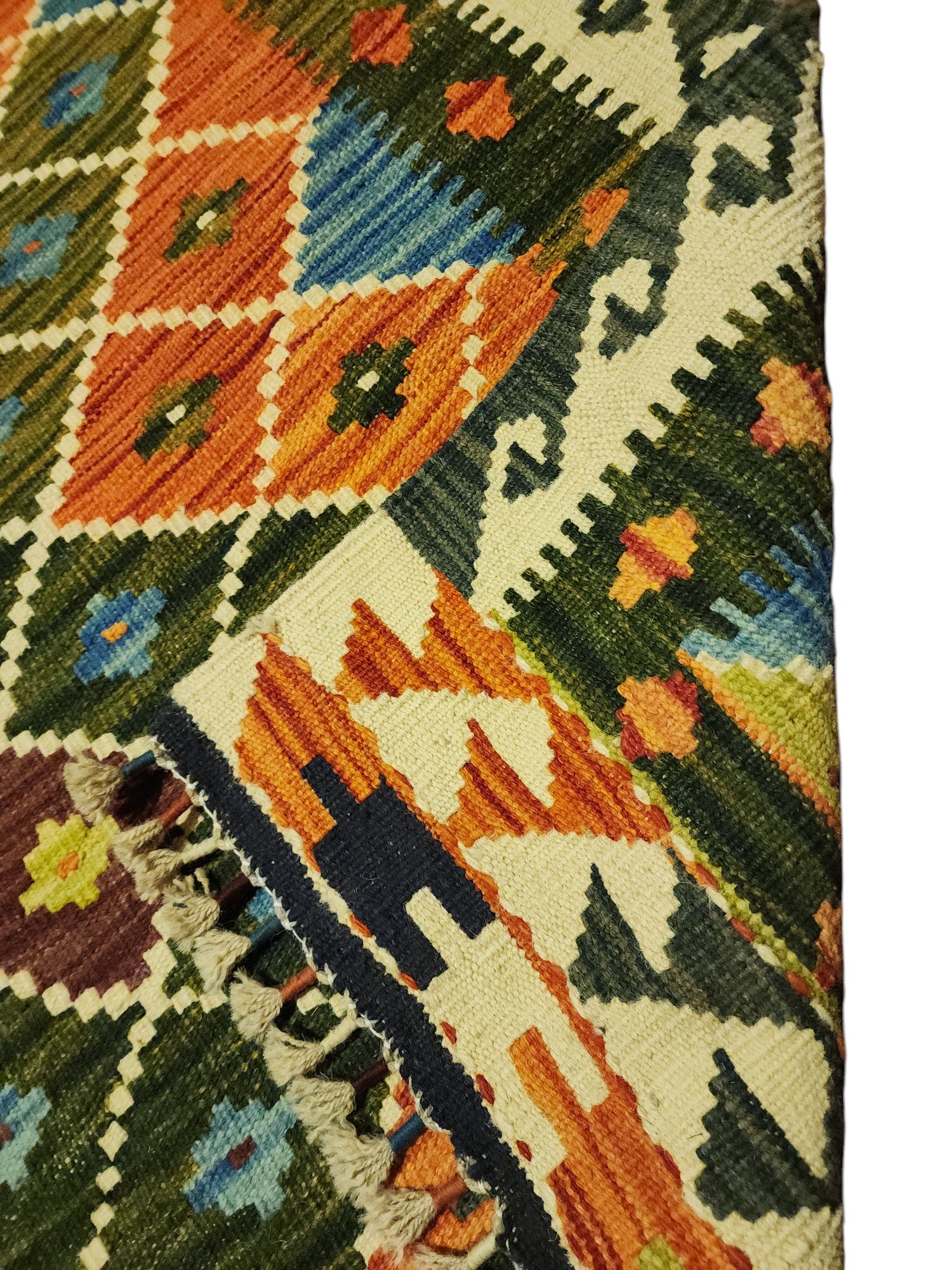 Hand-Woven Afghani Kilim Wool Rug 3'5" x 4'10"