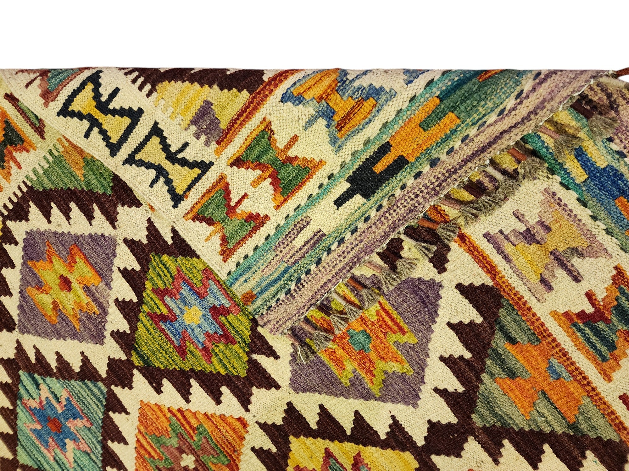 Hand-Woven Afghani Kilim Wool Rug 3'3" x 4'11"