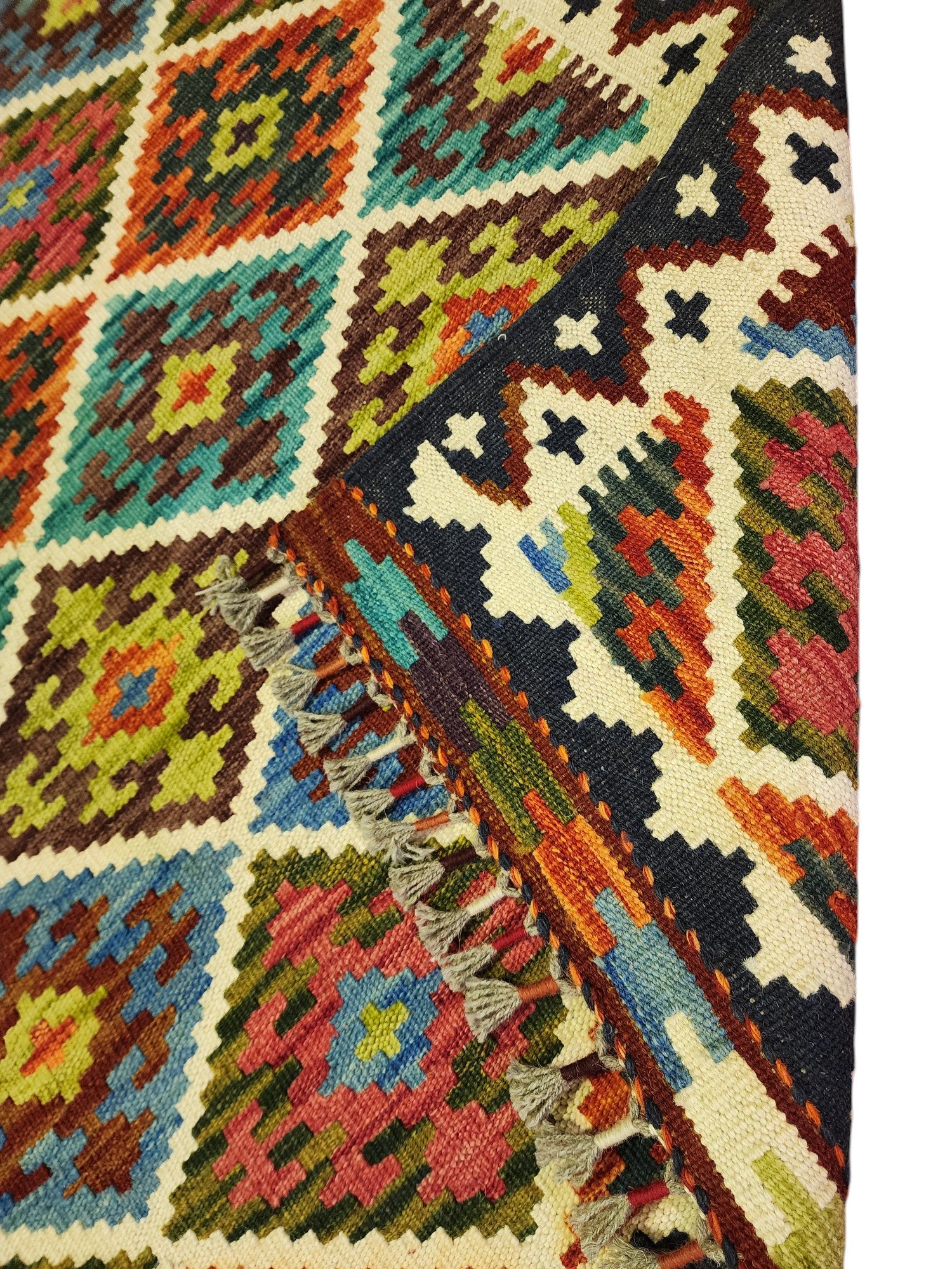Hand-Woven Afghani Kilim Wool Rug 3'5" x 5'