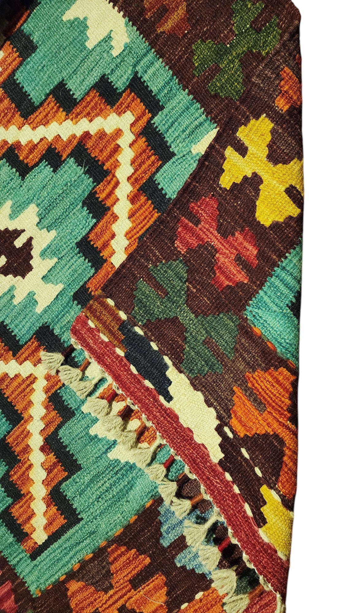 Hand-Woven Afghani Kilim Wool Rug 2'9" x 4'1"