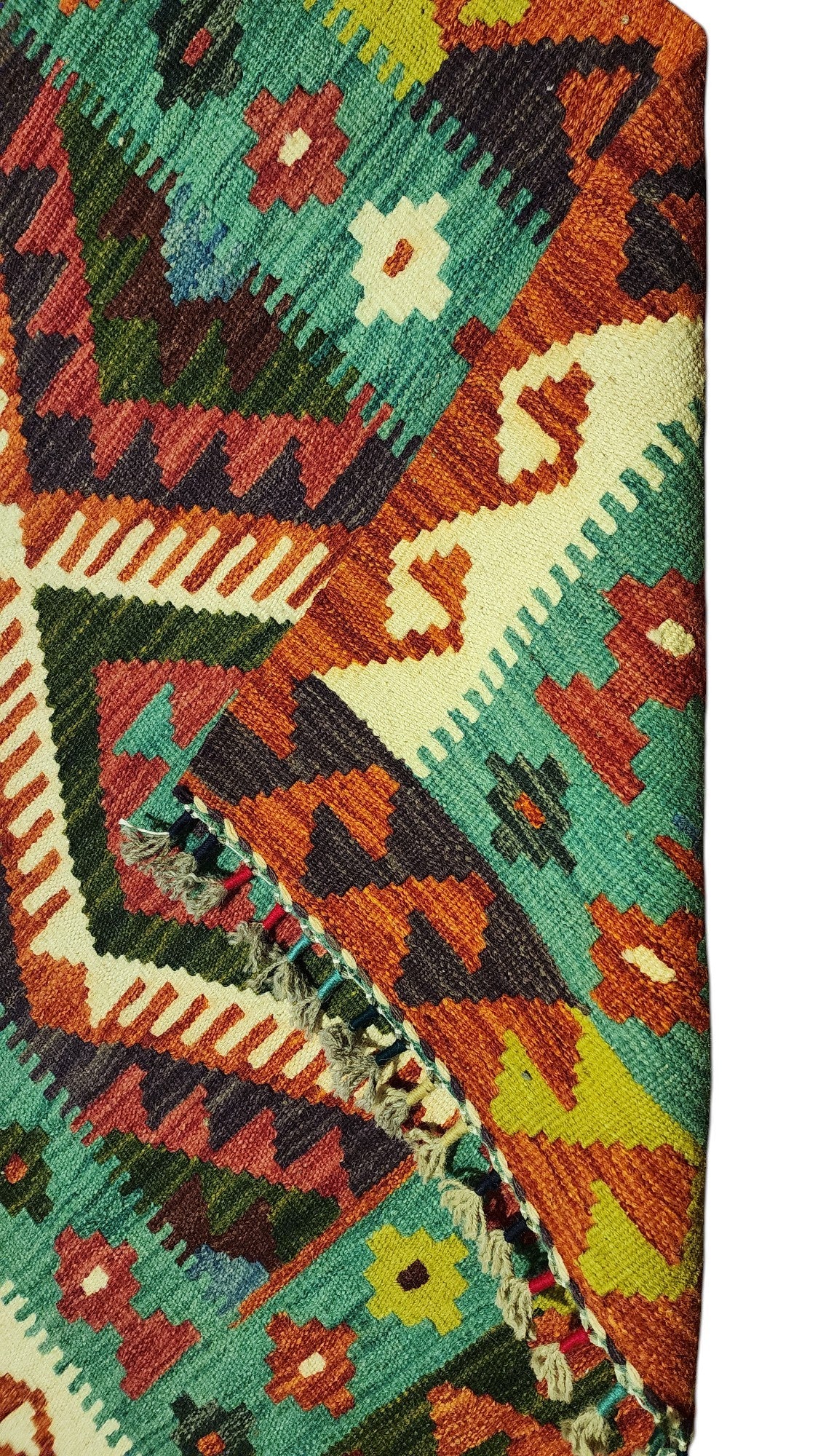 Hand-Woven Afghani Kilim Wool Rug 2'9" x 3'11"