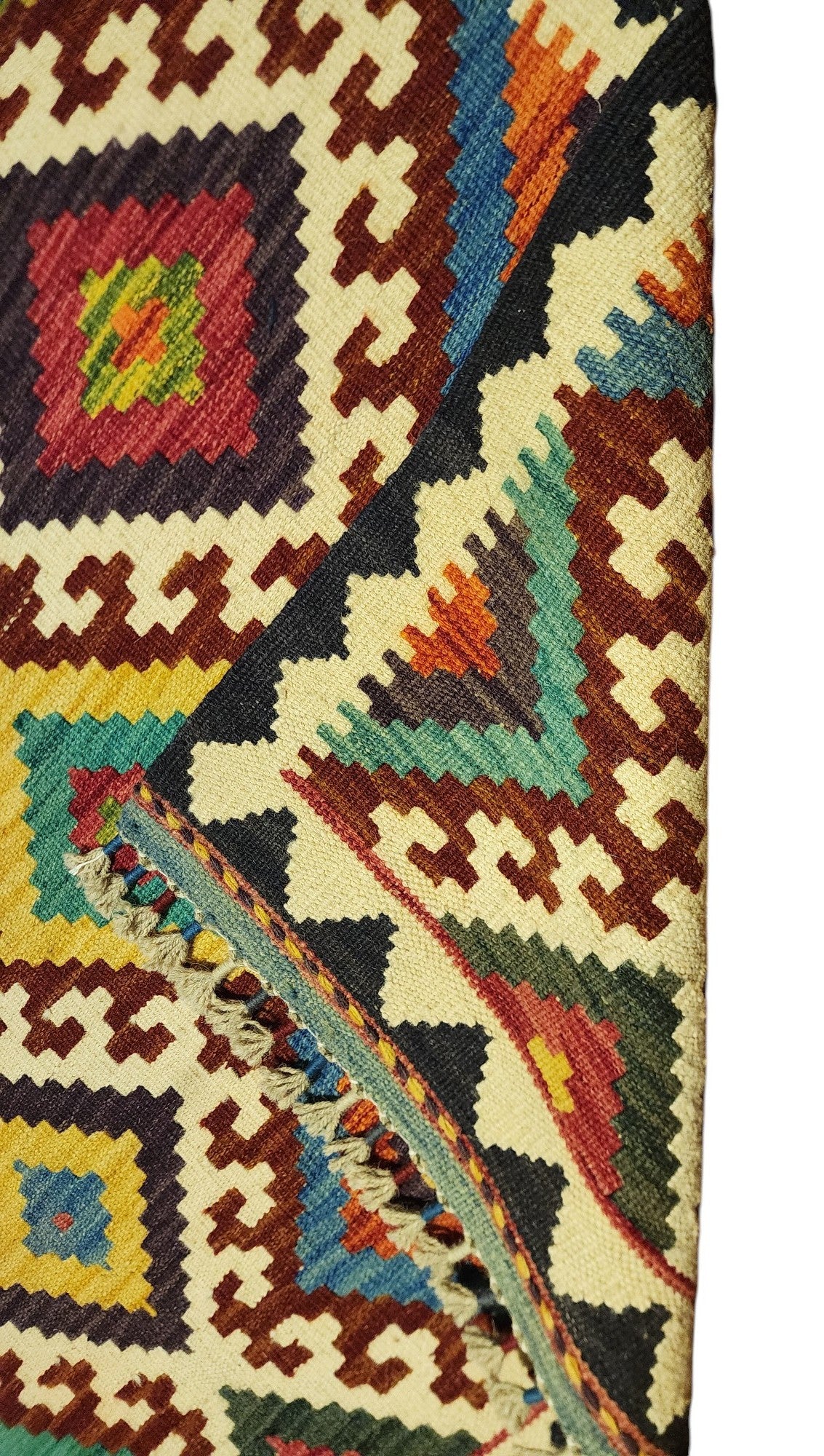 Hand-Woven Afghani Kilim Wool Rug 2'11" x 4'