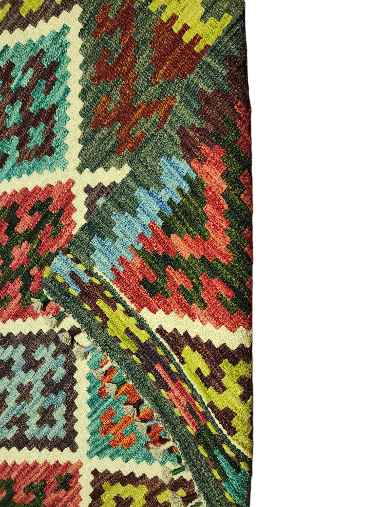 Hand-Woven Afghani Kilim Wool Rug 2'9" x 3'11"