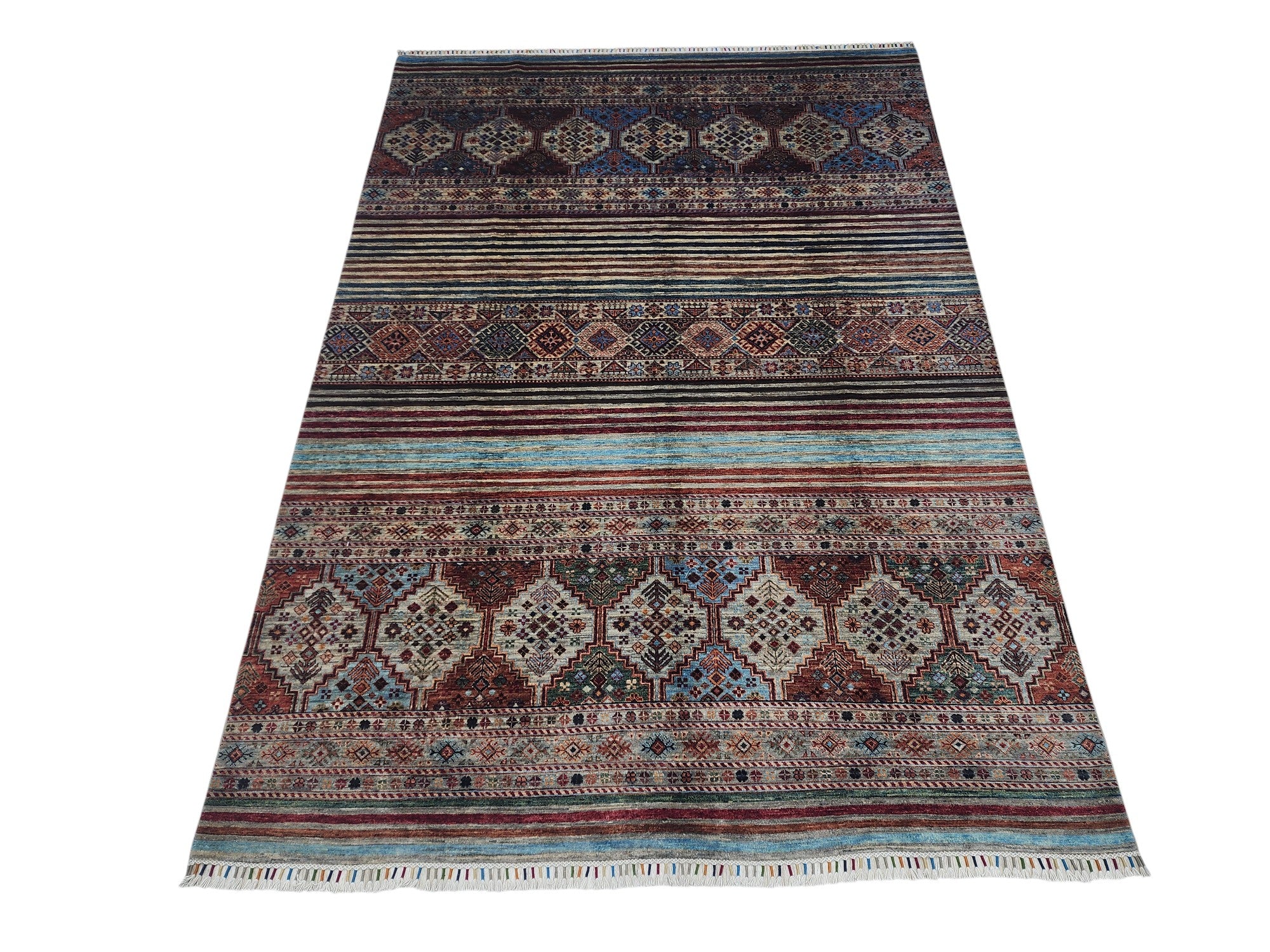 Hand-Knotted Afghani Khorjeen Wool Rug – 7’1″  x  9’11″