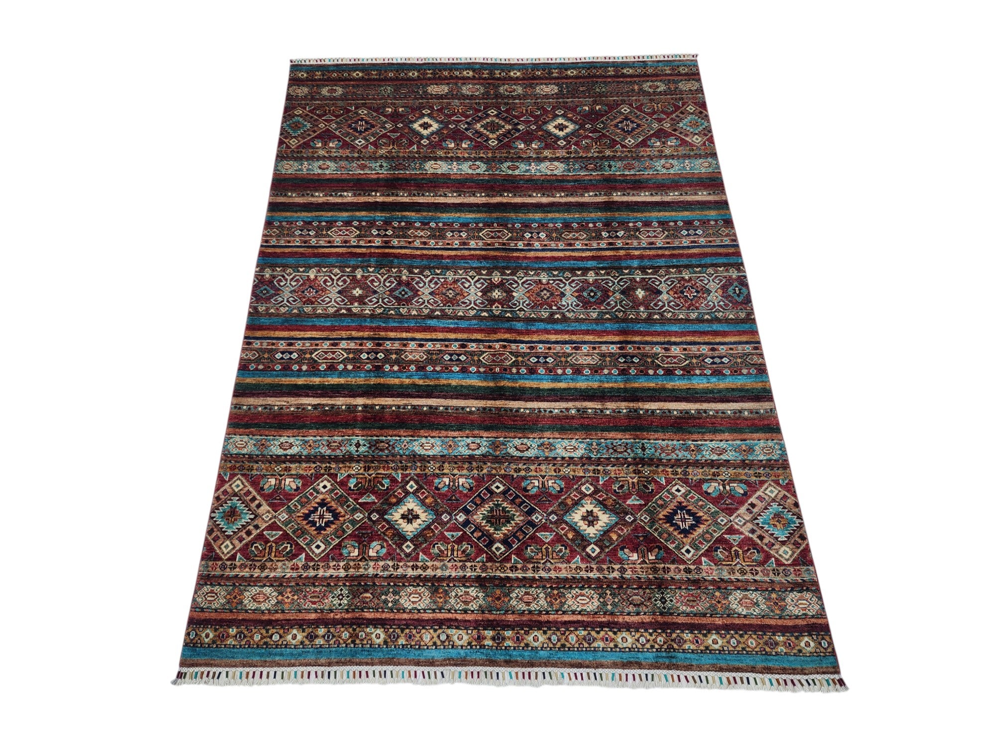 Hand-Knotted Afghani Khorjeen Wool Rug – 5’10″  x  8’1″