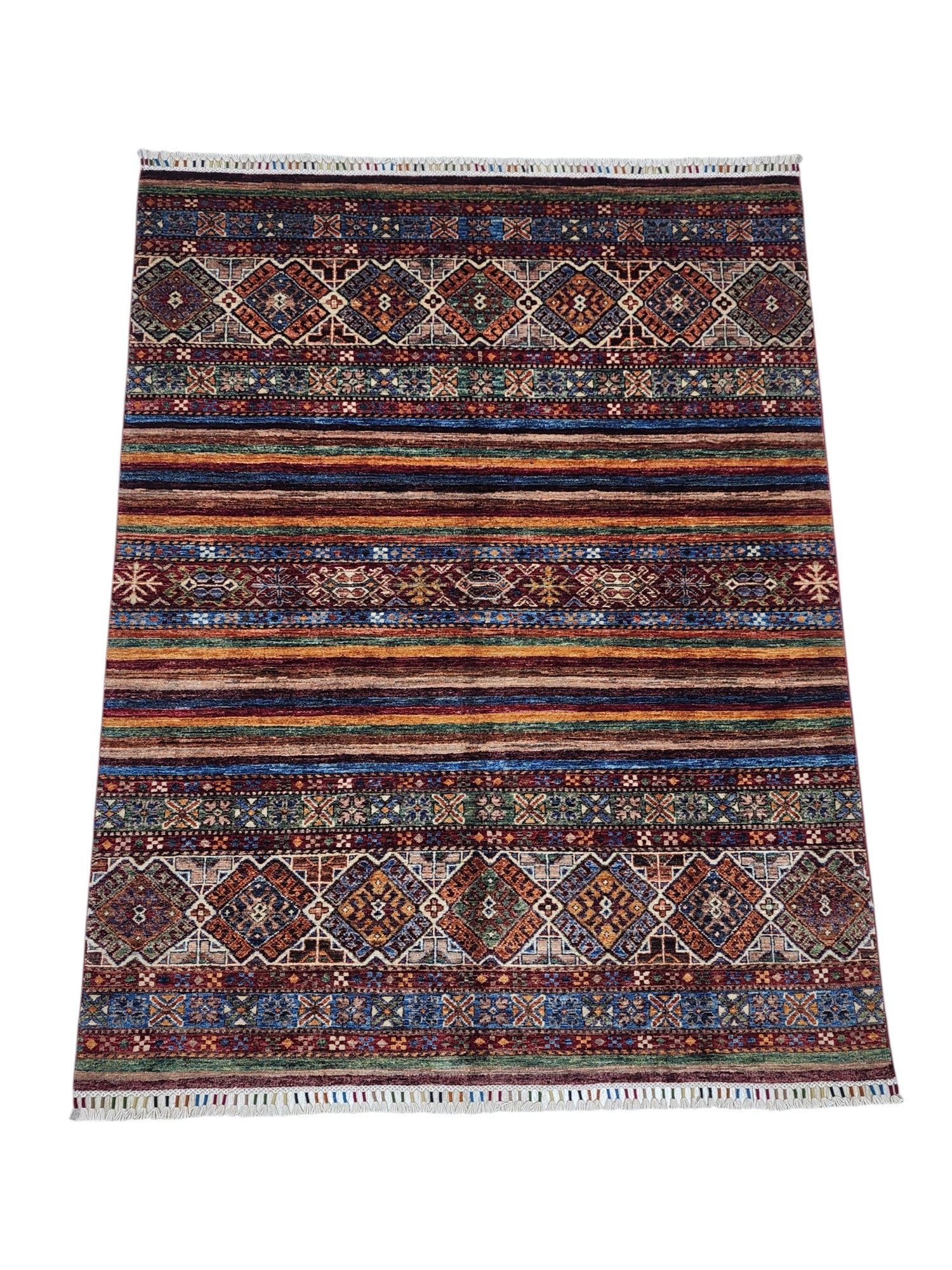 Hand-Knotted Afghani Khorjeen Wool Rug – 4’11″  x  6’3″