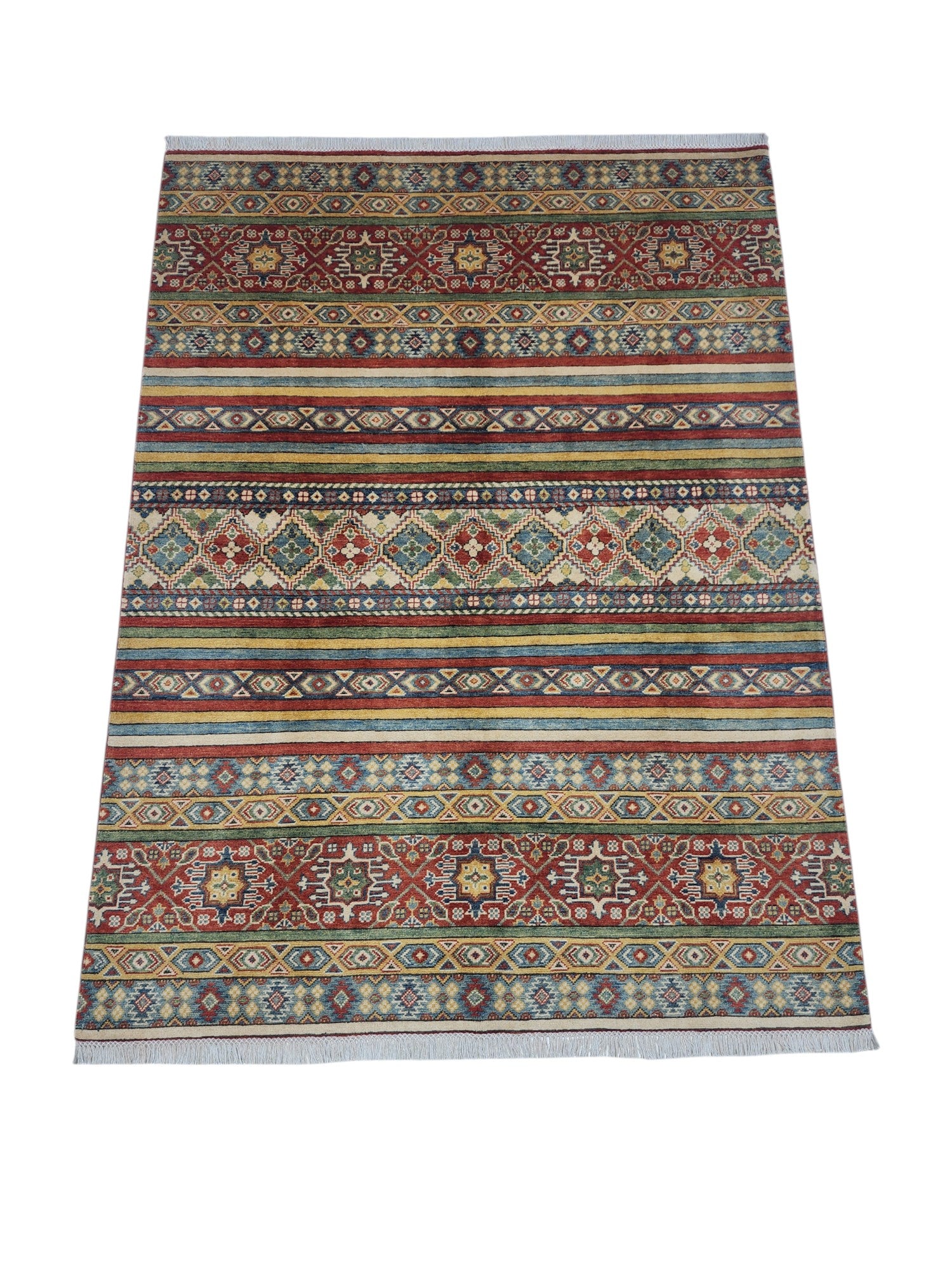 Hand-Knotted Afghani Khorjeen Wool Rug – 5’9″  x  7’8″