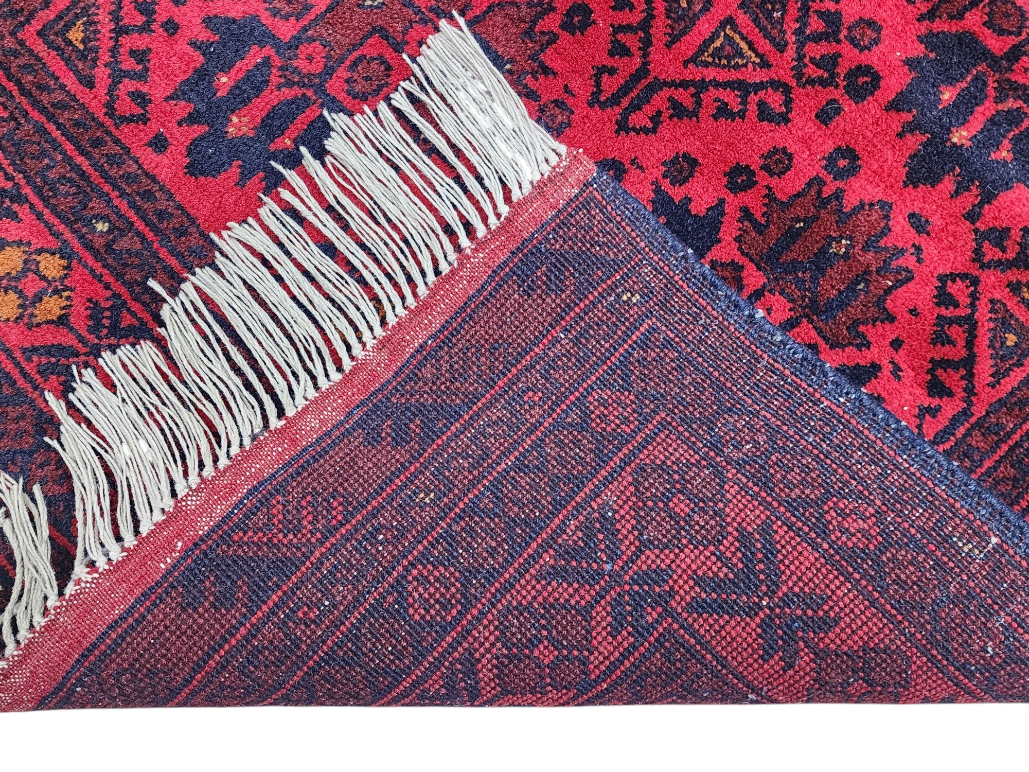 Hand-Knotted Afghani Balsiht Wool Rug Red 2'9" x 6'7"